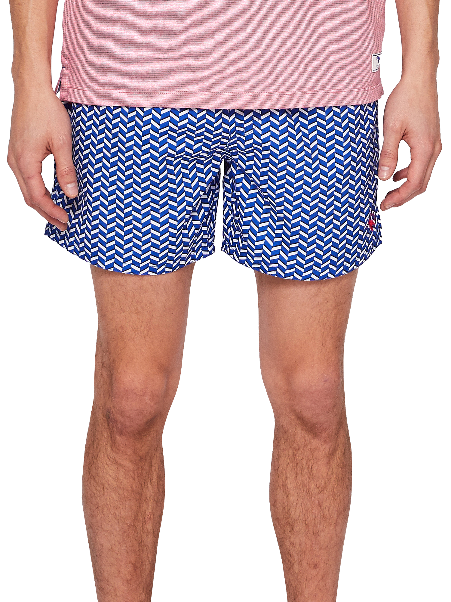Ted Baker Caven Geometric Swim Shorts, Blue, 2