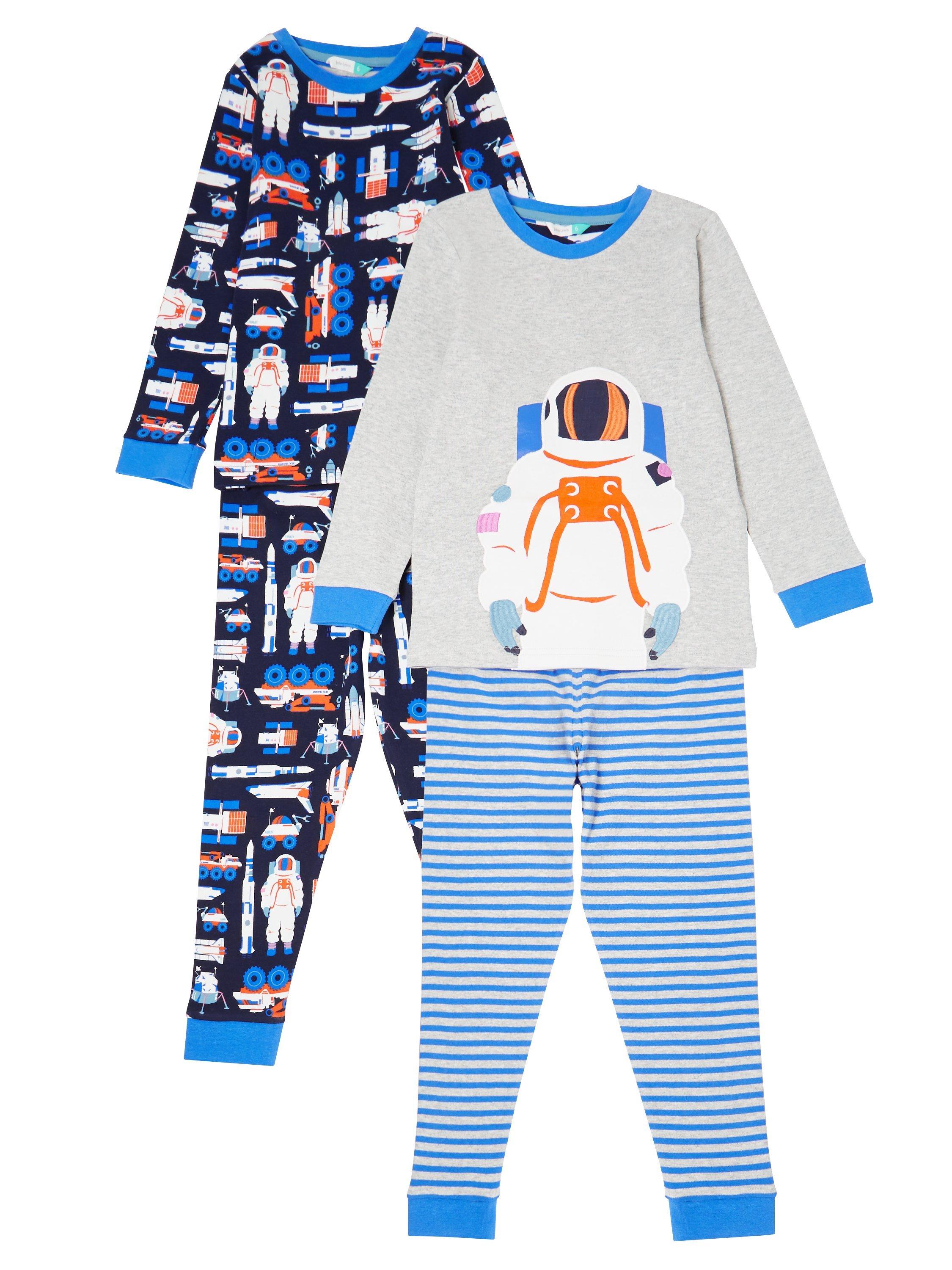 John Lewis Partners Boys Glow In The Dark Space Pyjamas Pack of 2 Blue