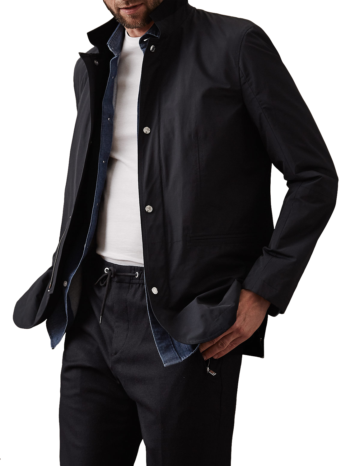 Reiss Varese Funnel Collar Jacket, Navy, XXL