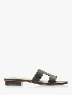 Dune London Loupe Flat Slider Sandals, Black