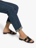 Dune Loupe Flat Slider Sandals, Black