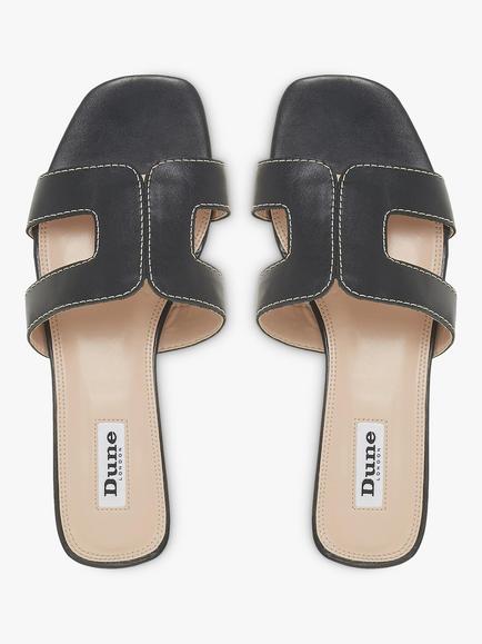 Dune London Loupe Flat Slider Sandals, Black