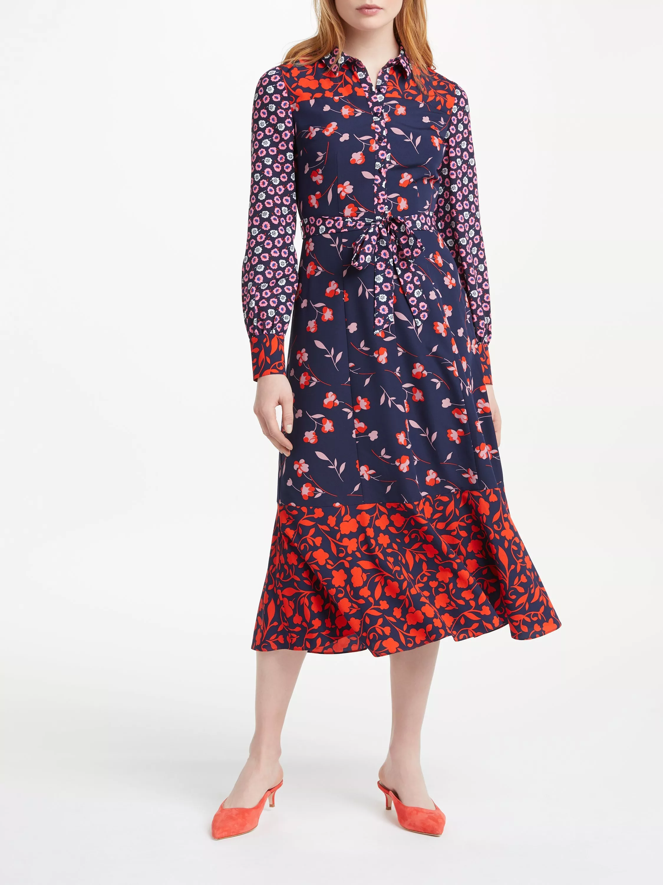 Boden Sybil Shirt Dress Navy Wildflower