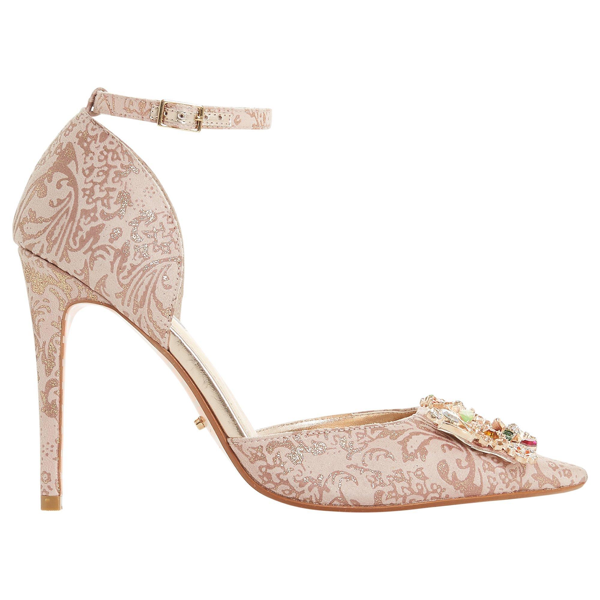 Dune Countess Two Part Stiletto Court Shoes, Rose Gold Leather