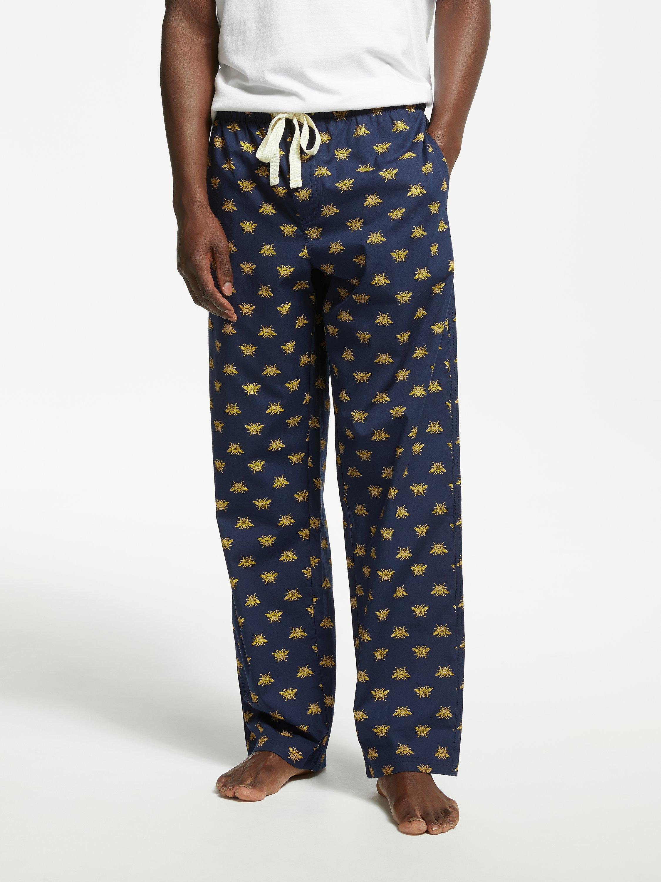 John Lewis Partners Bee Print Pyjama Bottoms Navy Yellow