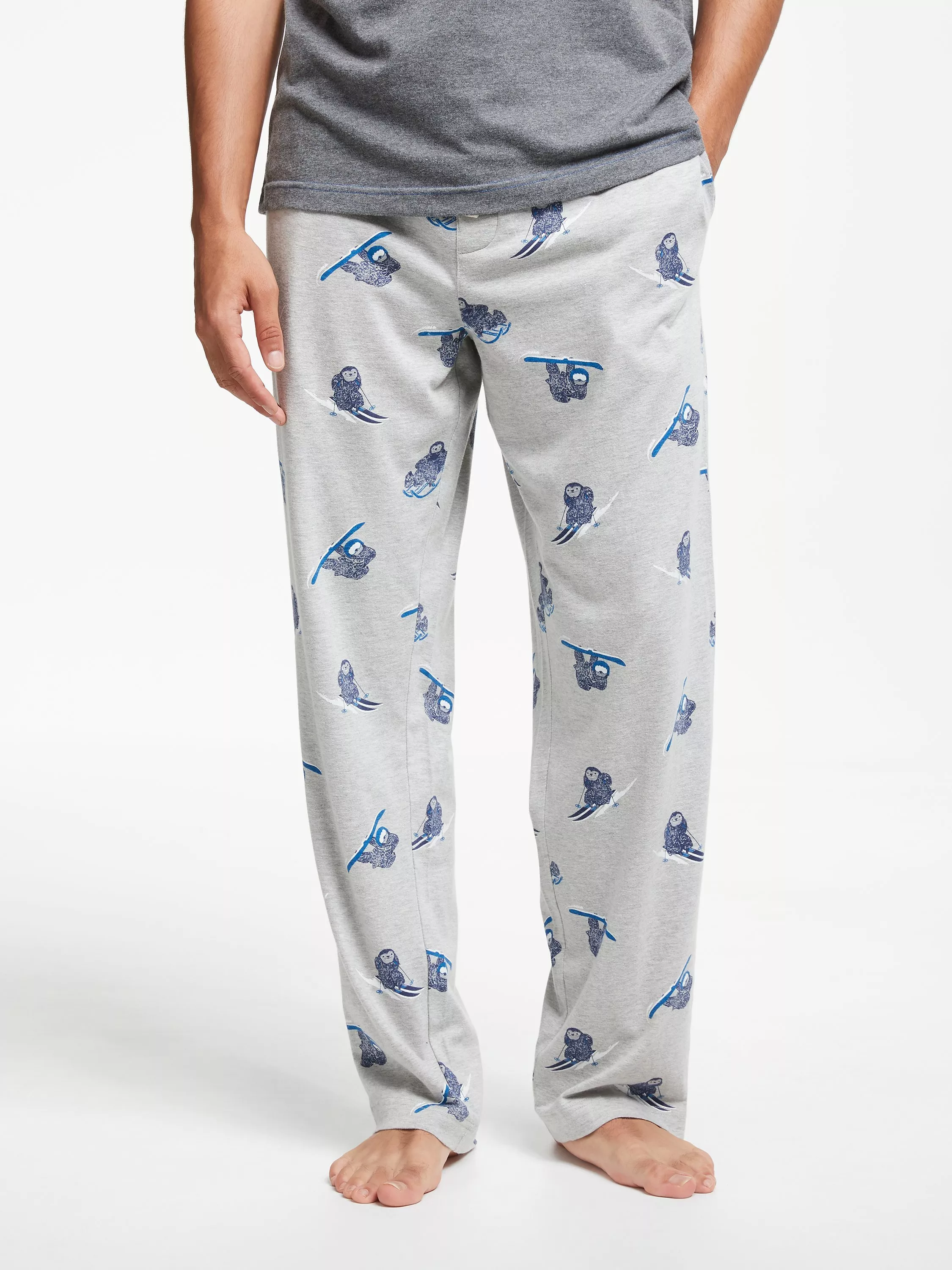 John Lewis Partners Sloth Print Pyjama Bottoms Grey