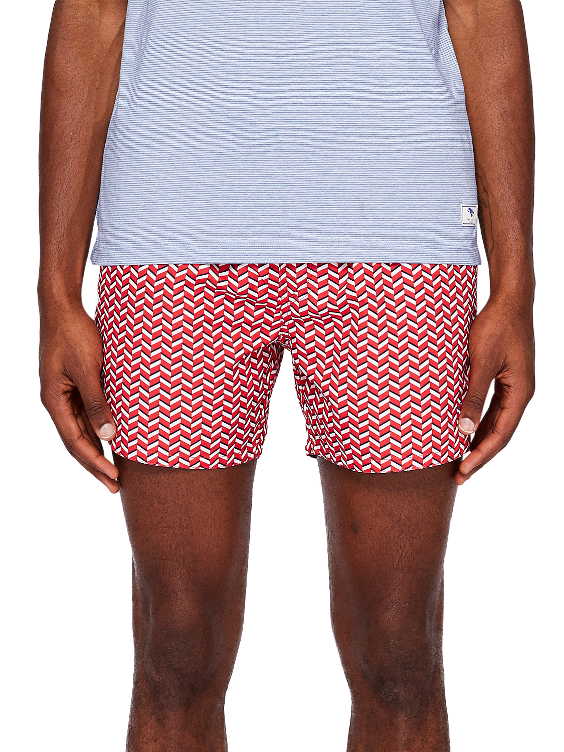 Ted Baker Caven Geometric Swim Shorts, Red, 2