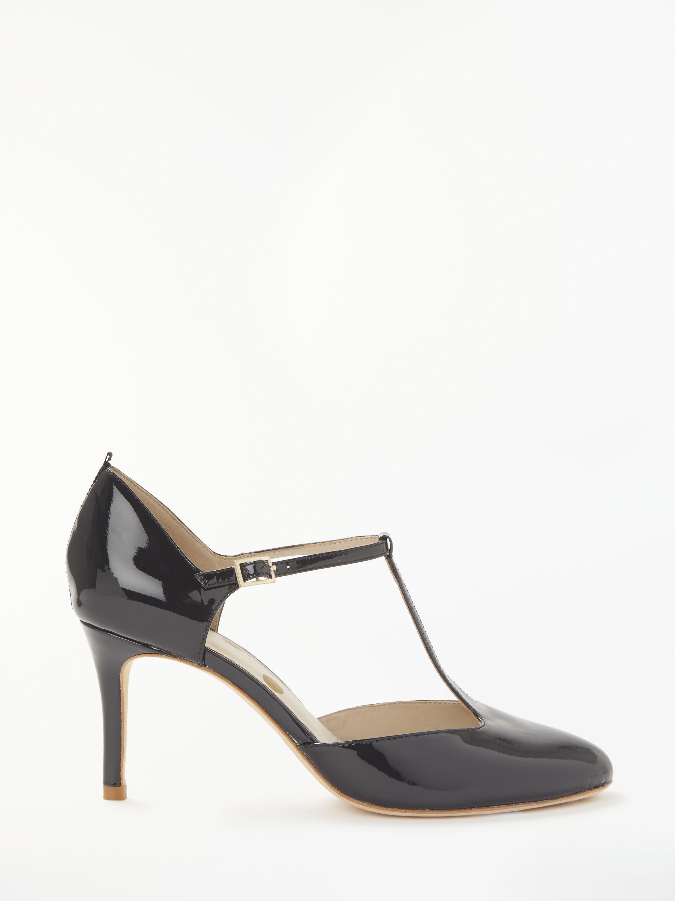Boden Whitney Stiletto Heel T-Bar Court Shoes, Navy Leather