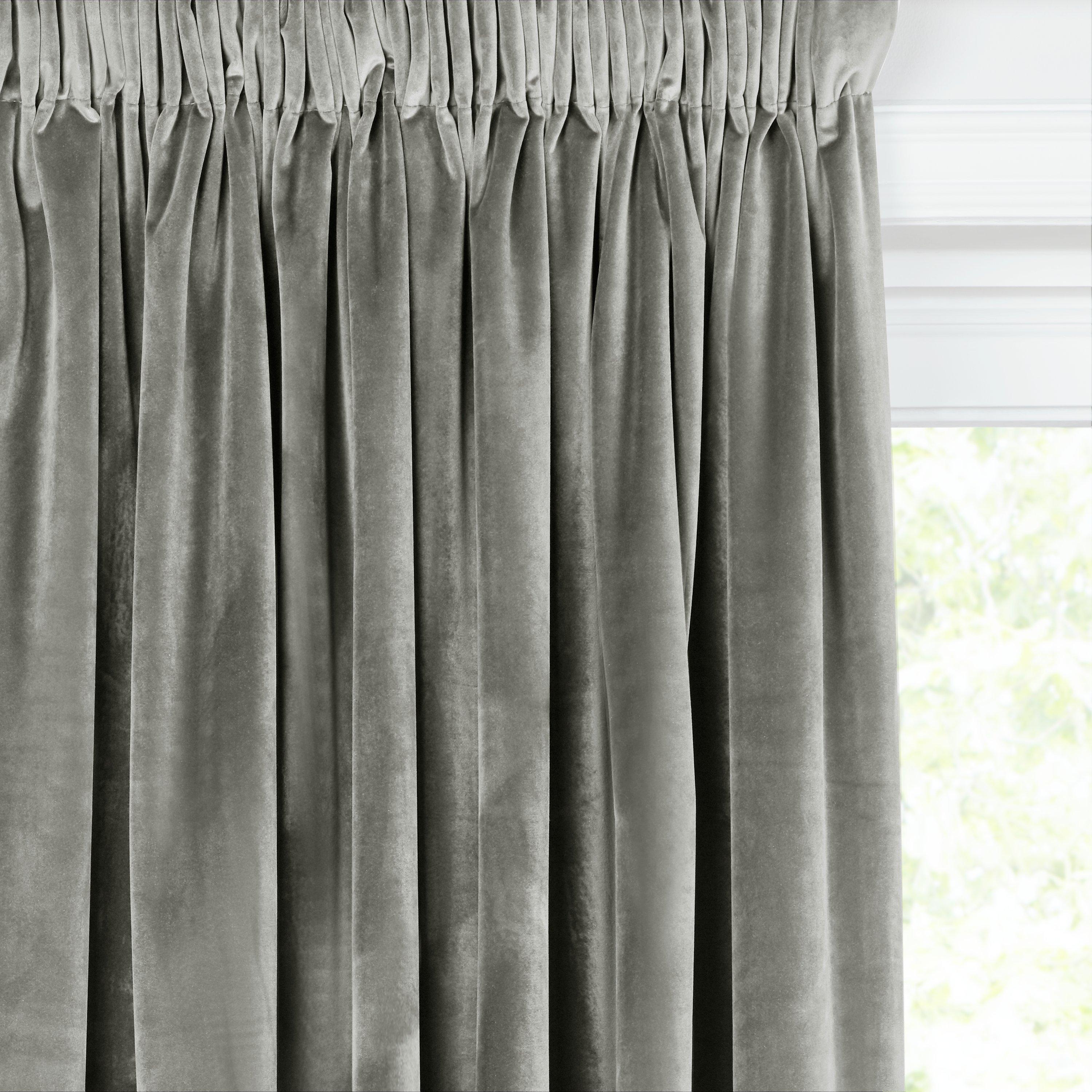 John Lewis & Partners Lustre Velvet Pair Lined Multiway Curtains, Silver