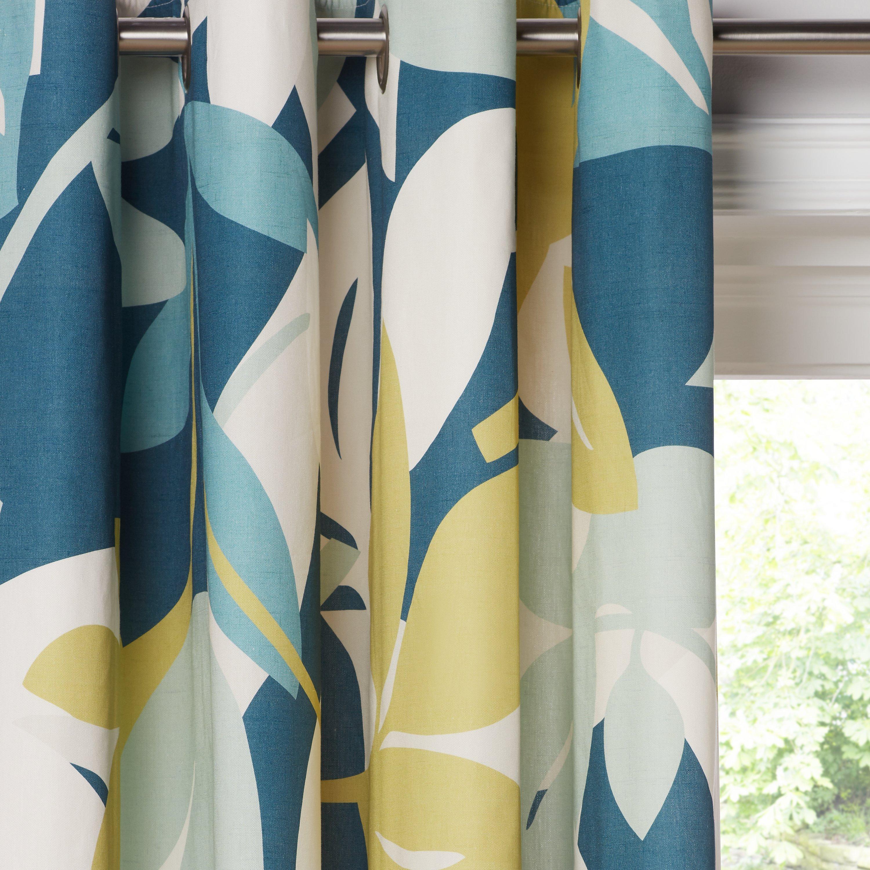 Scion Baja Pair Lined Eyelet Curtains, Blue / Green