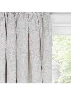 Morris & Co. Strawberry Thief Pure Pair Lined Pencil Pleat Curtains, Natural, Natural