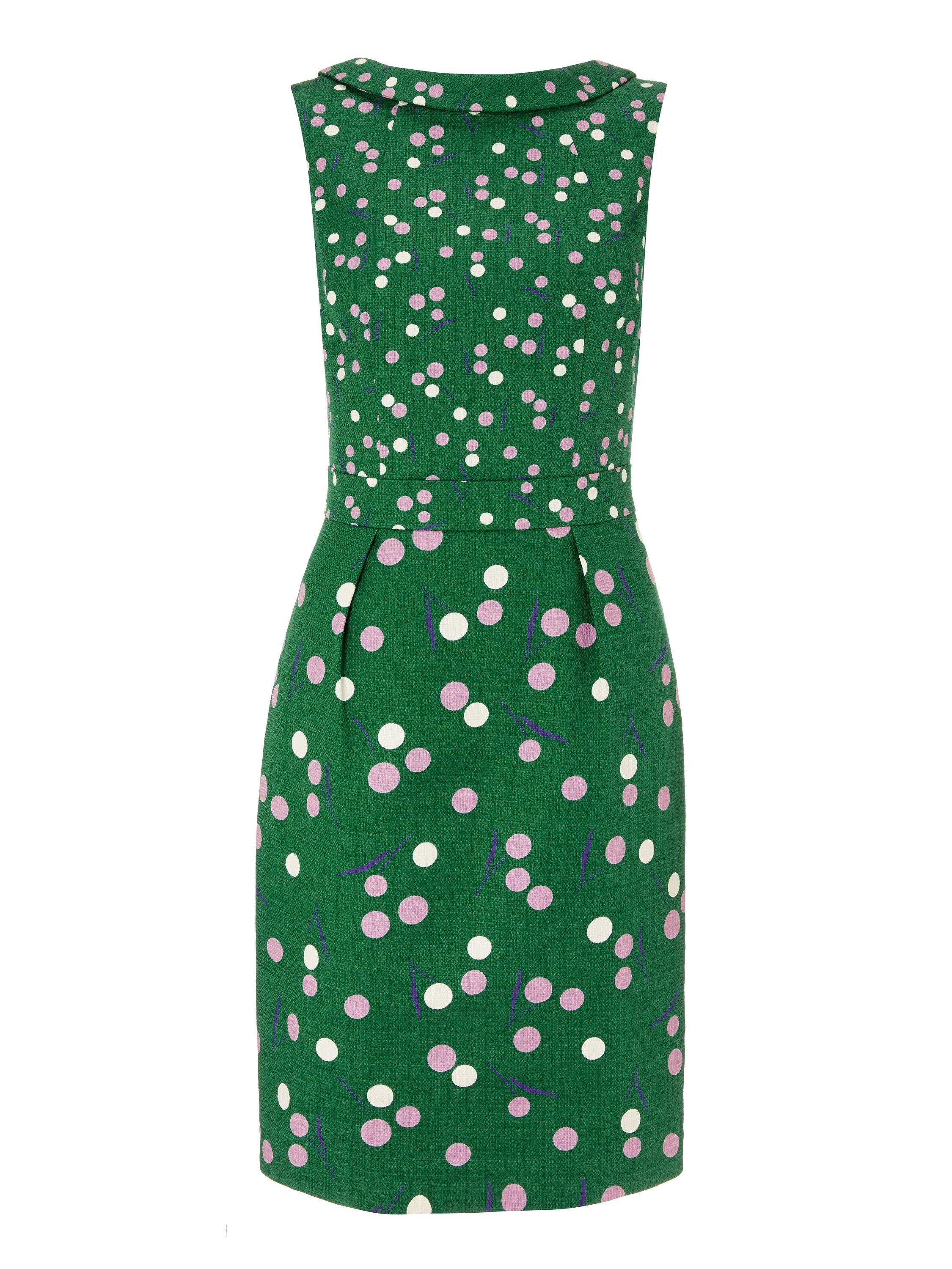 green emerald velvet dress Cathy Notch Neck Jersey Dress-Hunter Green, Painted Dot
