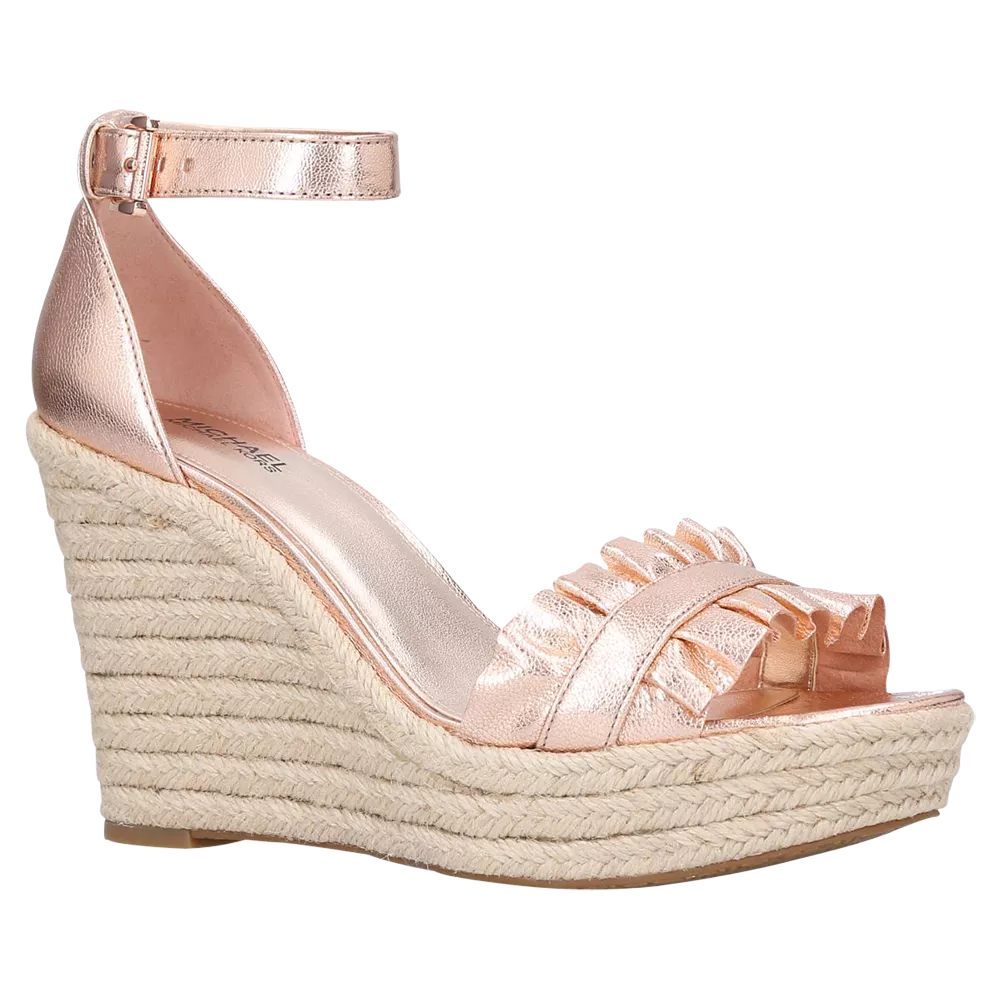 MICHAEL Michael Kors Bella Wedge Heel Sandals Pale Pink Leather