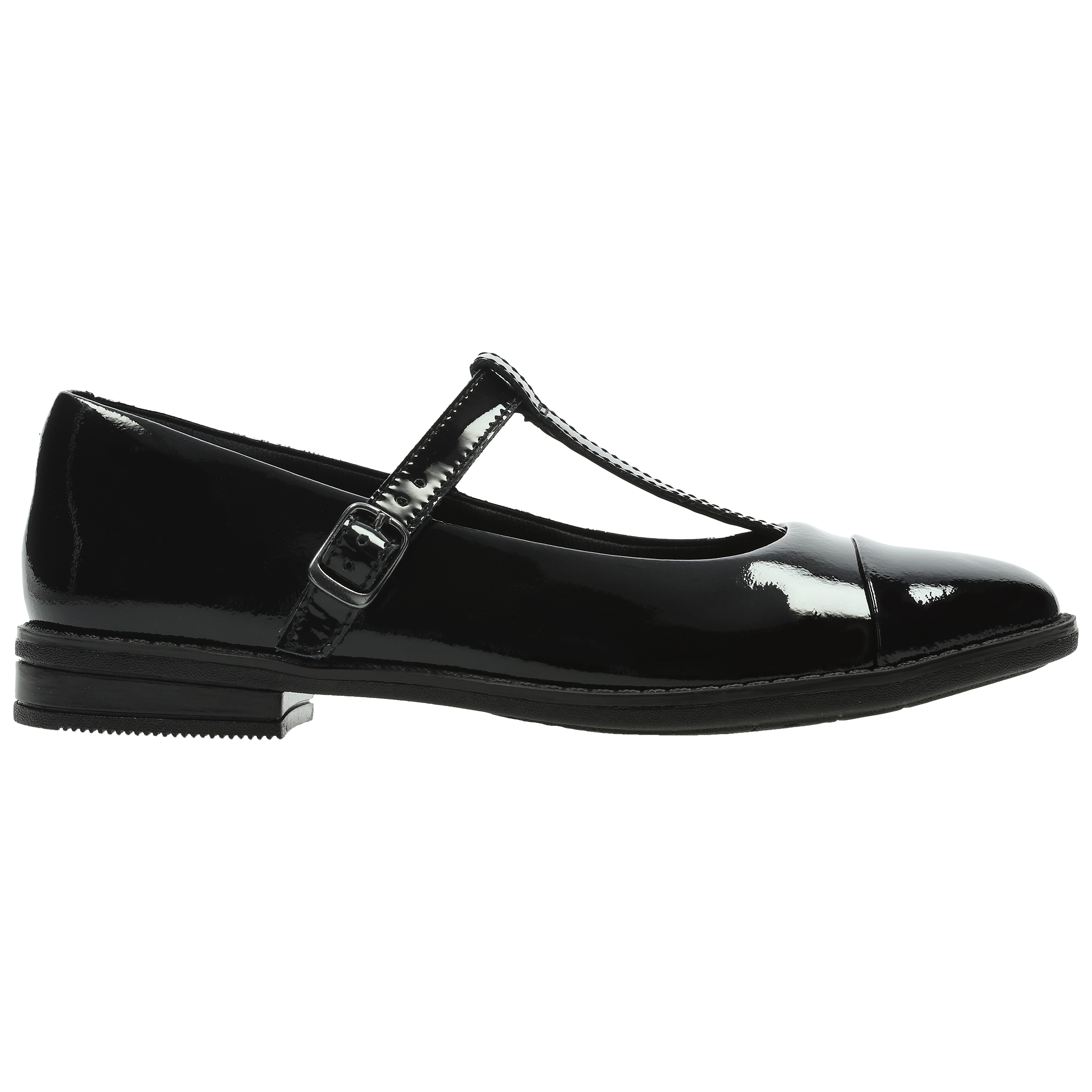 Clarks Children's Drew Shine T-bar Shoes, Black Patent