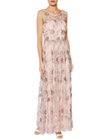 Gina Bacconi Mandy Embroidered Maxi Dress, Pink Gold