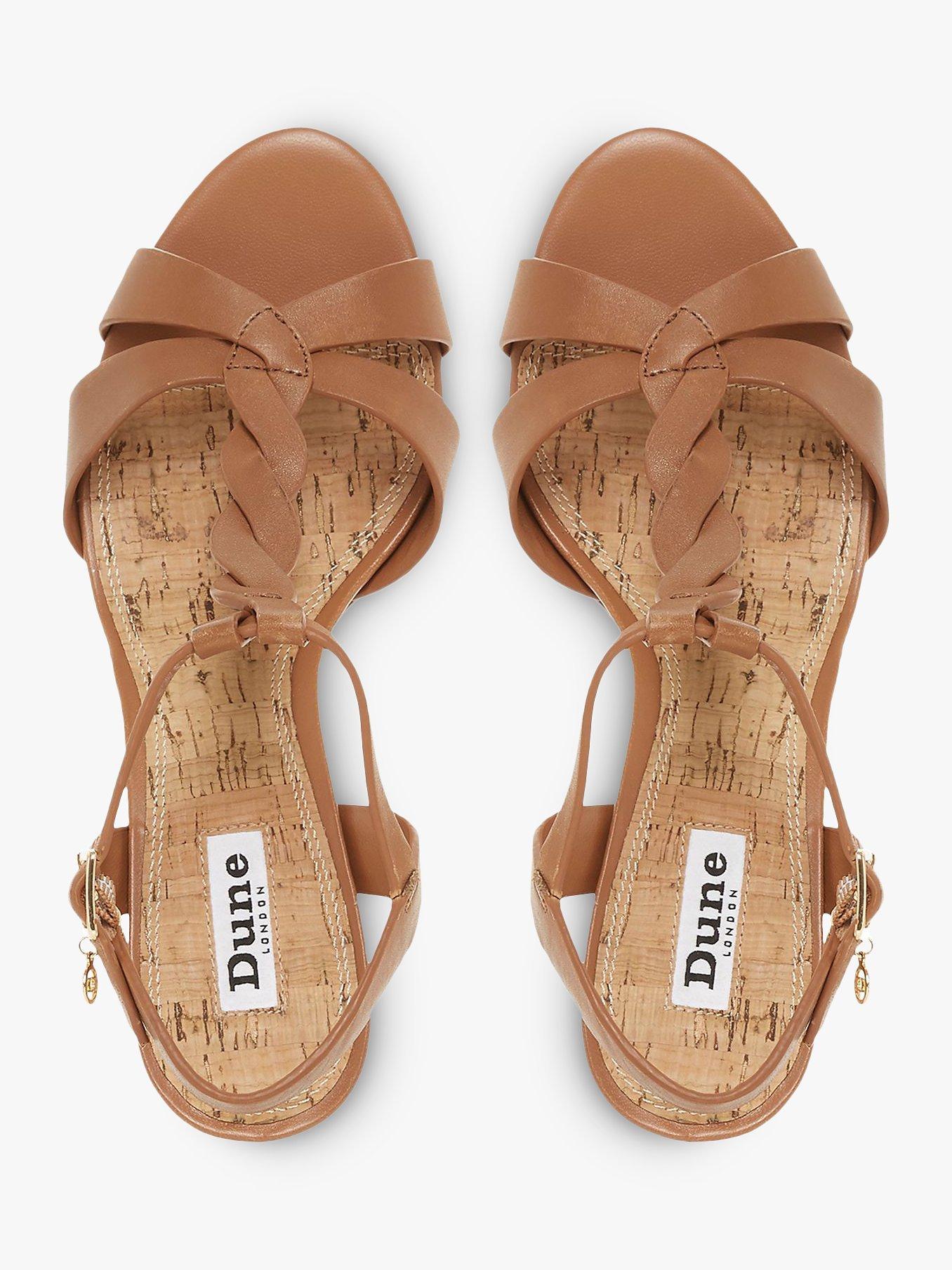 Product image 4 of 7, which shows Dune Koala Leather Wedge Heel Sandals, Tan, 3