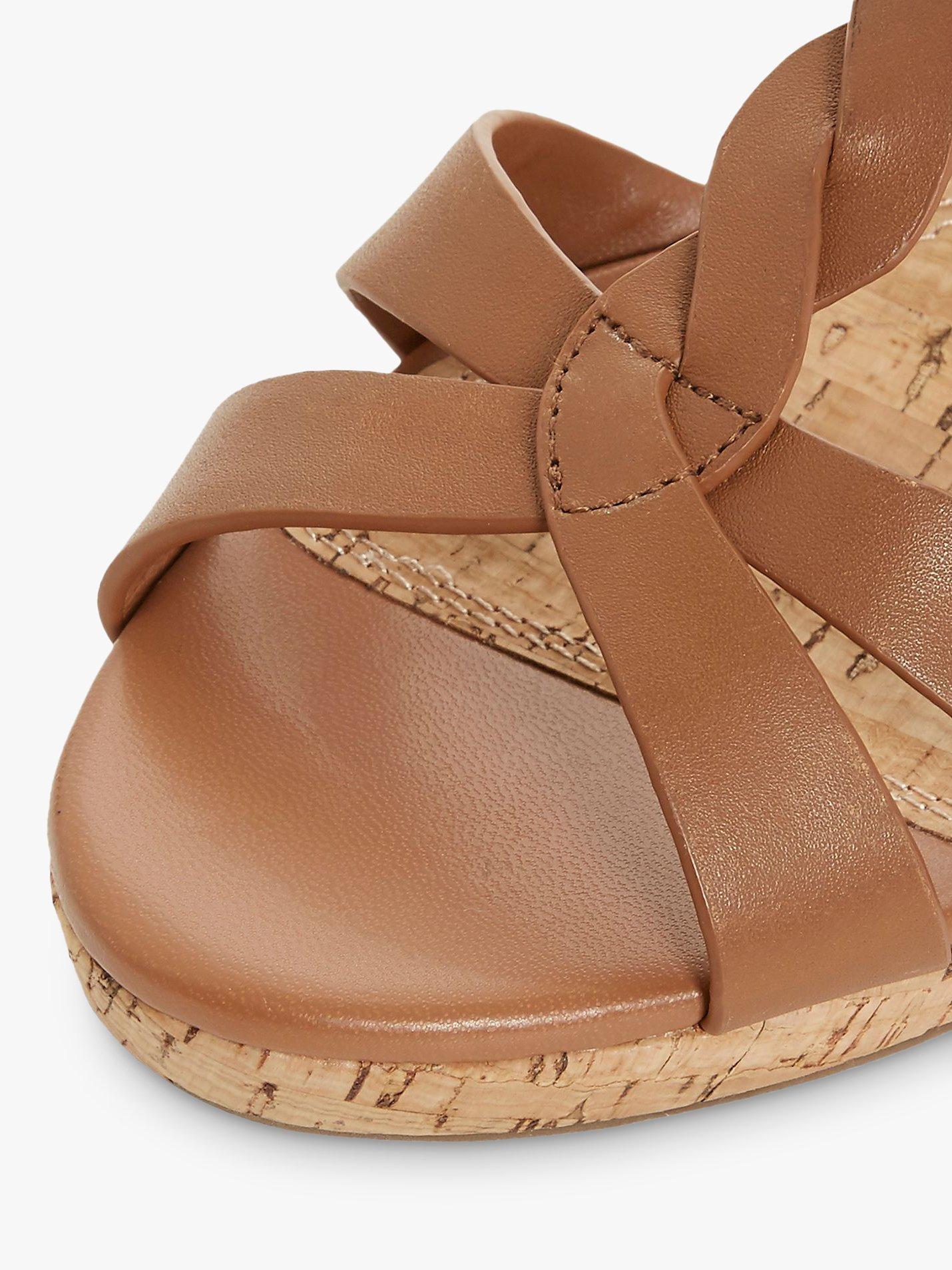 Product image 5 of 7, which shows Dune Koala Leather Wedge Heel Sandals, Tan, 3