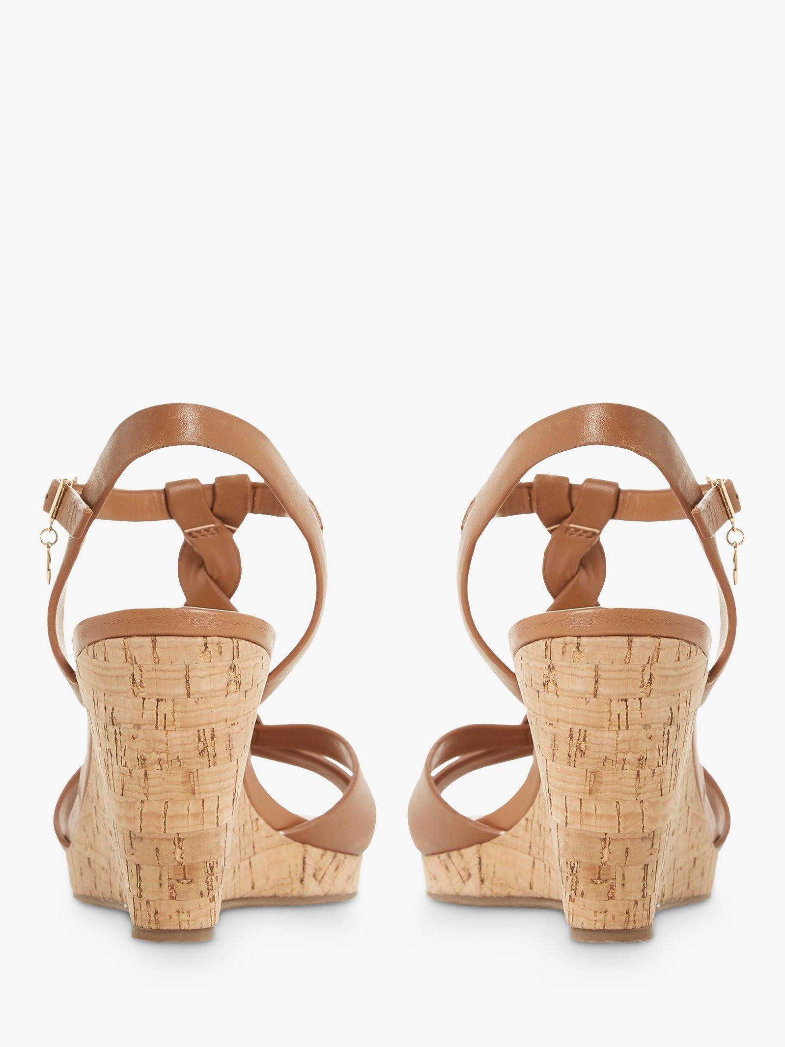 Product image 7 of 7, which shows Dune Koala Leather Wedge Heel Sandals, Tan, 3