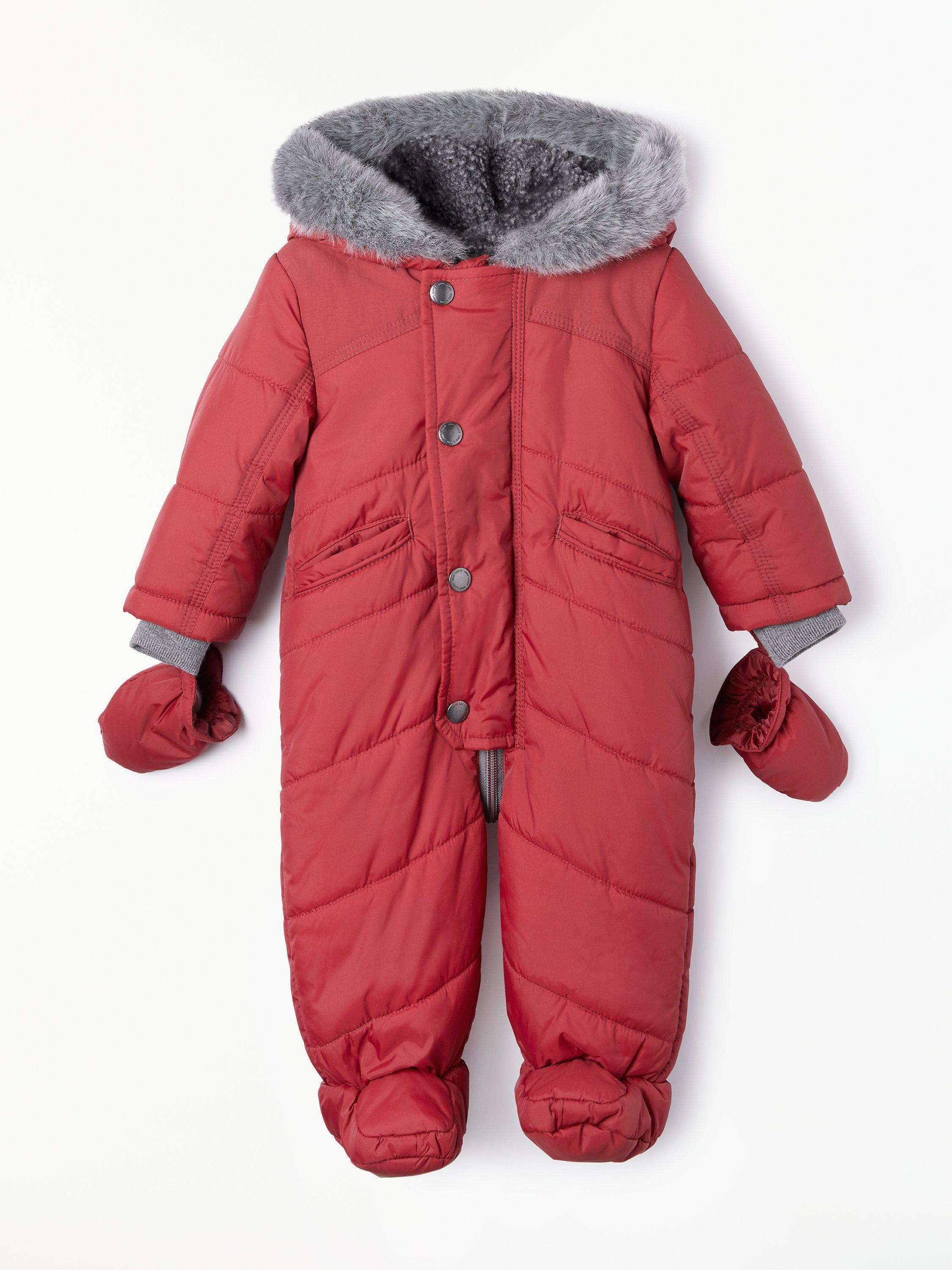 John Lewis & Partners Baby Quilted Snowsuit, Red
