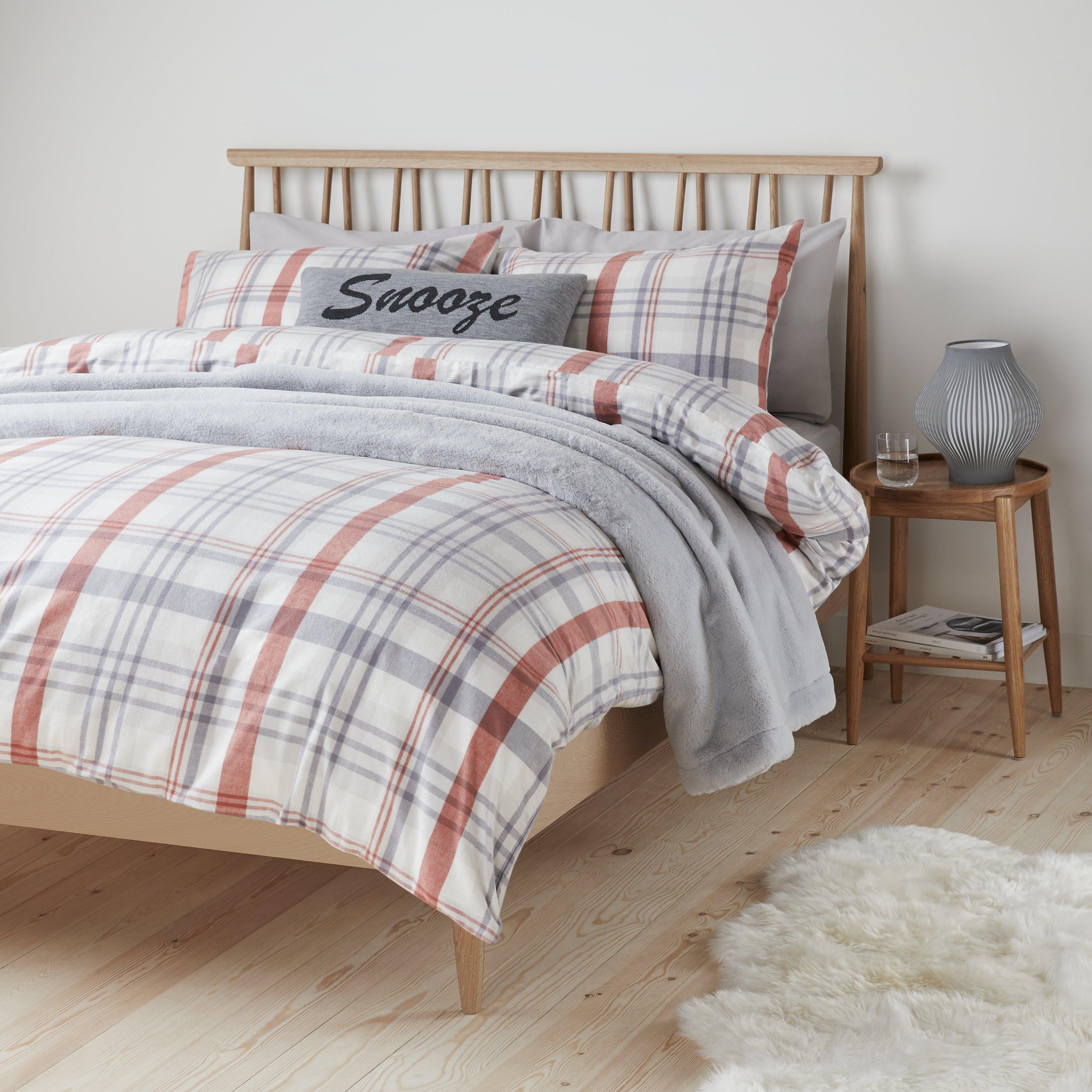 John Lewis & Partners Appin Check Brushed Cotton Duvet Cover Set, Red
