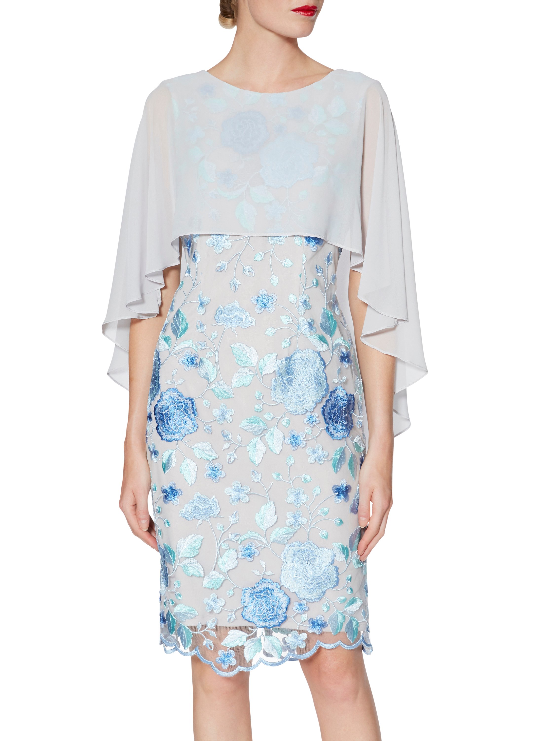 Gina Bacconi Jacquelin Dress And Chiffon Cape, Lilac/Silver