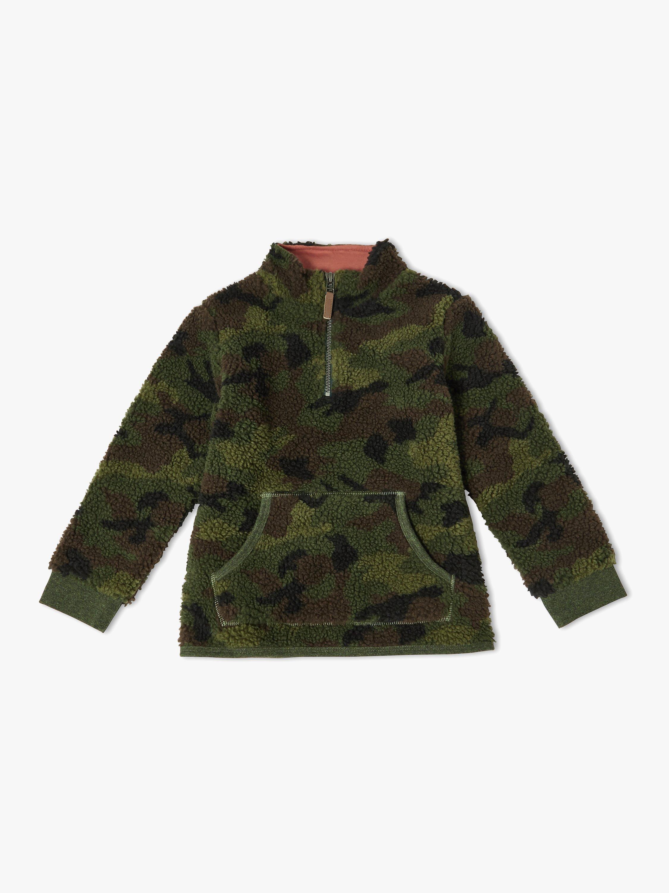 John Lewis & Partners Boys' Camo Borg Fleece, Green