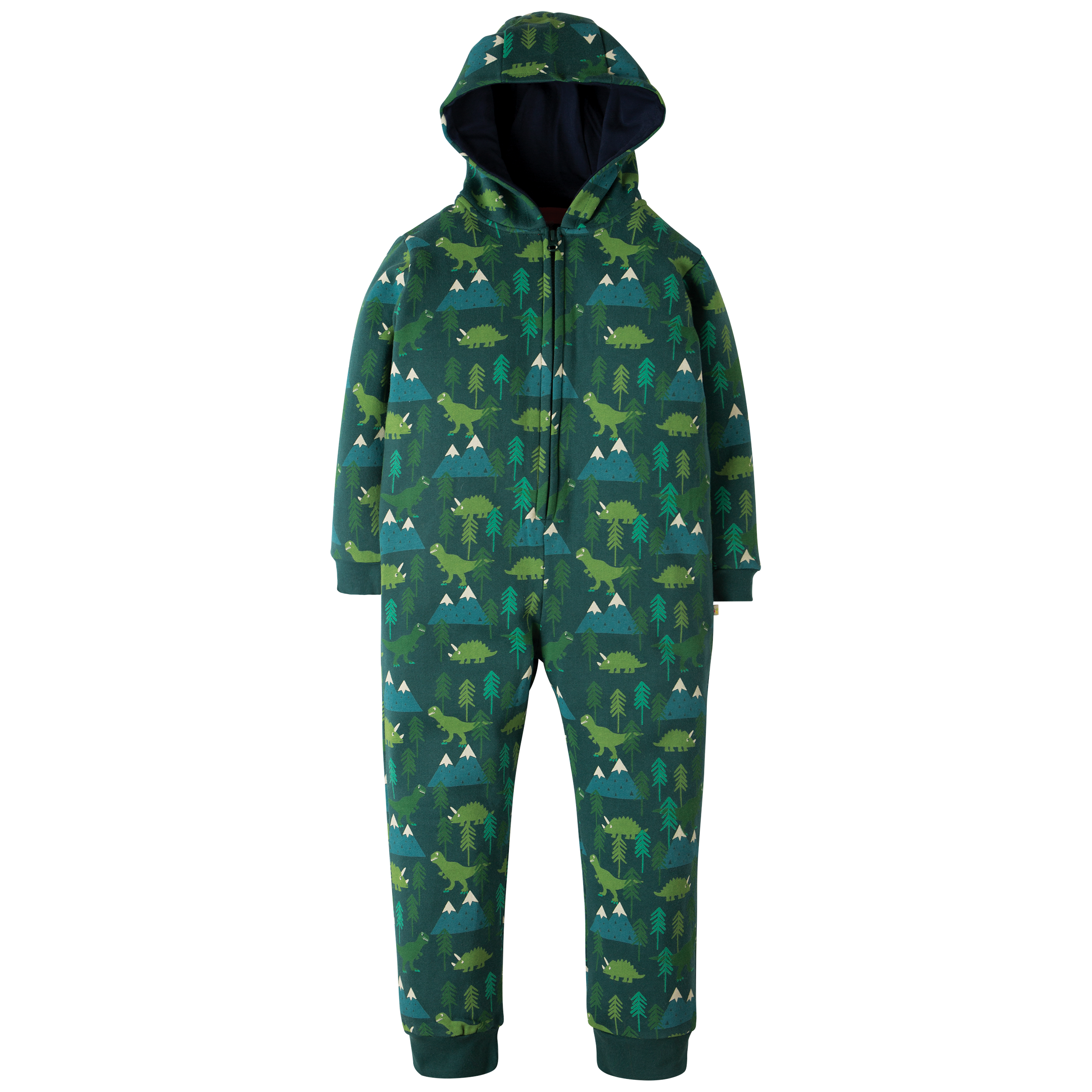 Frugi Organic Children's Dinosaur Print Onesie, Green