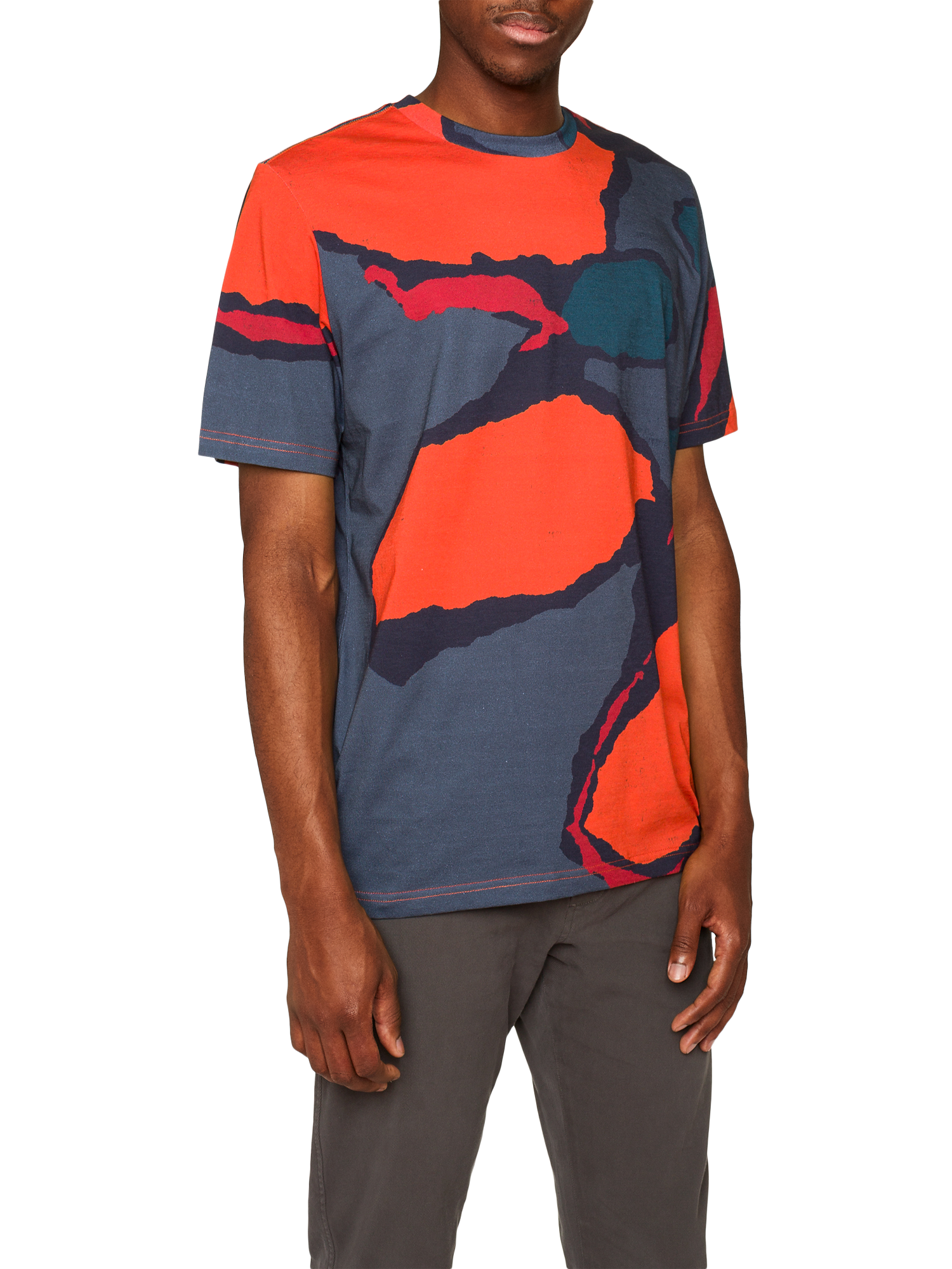 PS Paul Smith Flower Camo T-Shirt, Grey/Orange