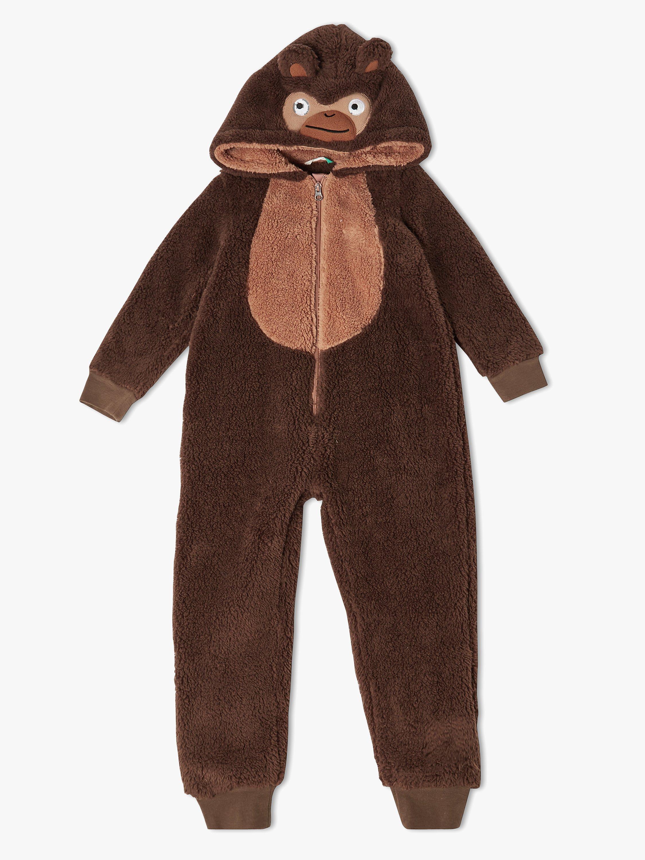 John Lewis & Partners Boys' Monkey Fleece Onesie, Brown