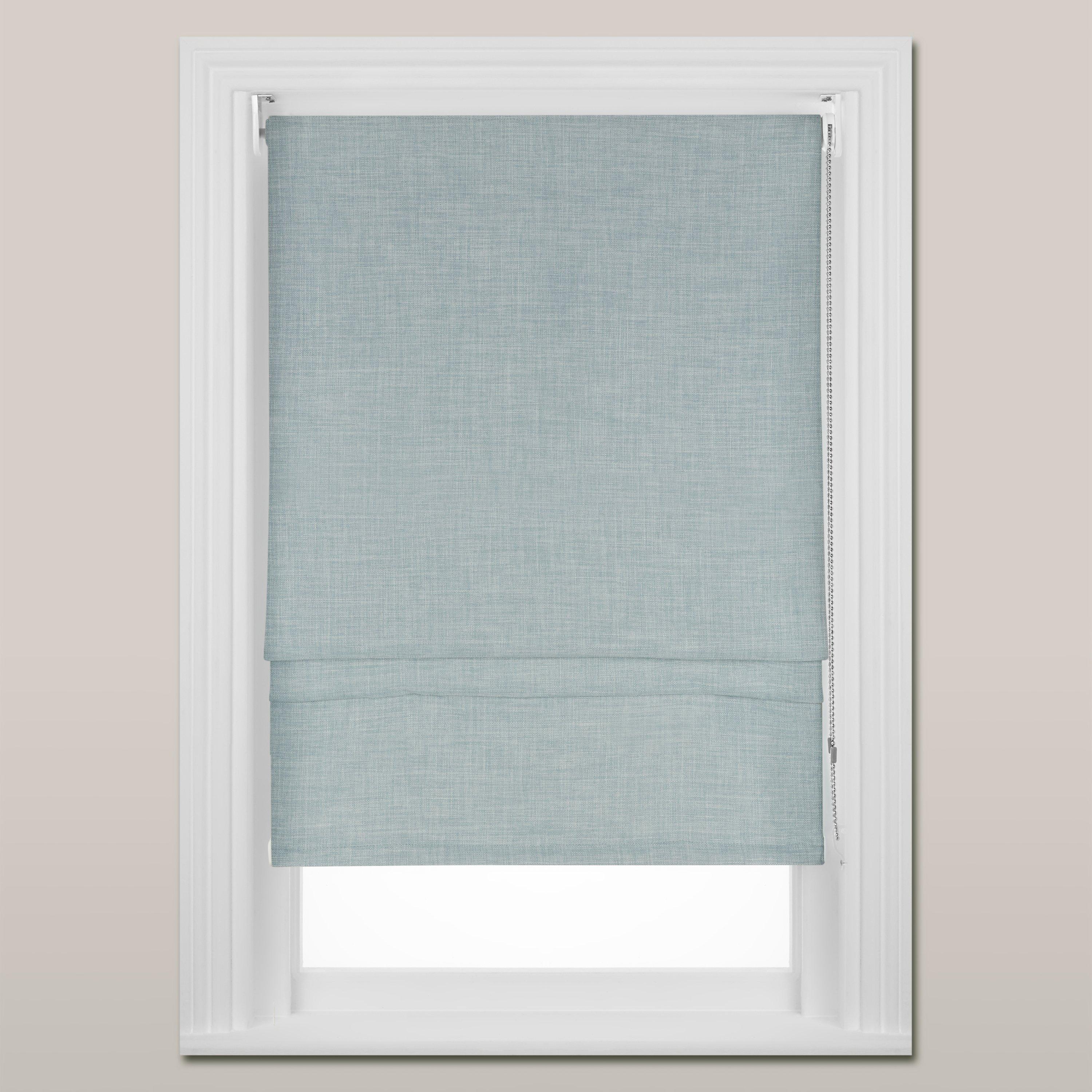 John Lewis & Partners Hessian Blackout Roman Blind, Duck Egg