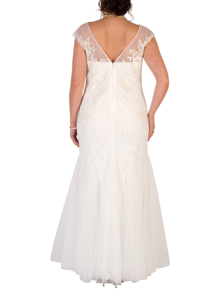 Chesca Godet Tulle Wedding Dress, Ivory - view 2, Ivory