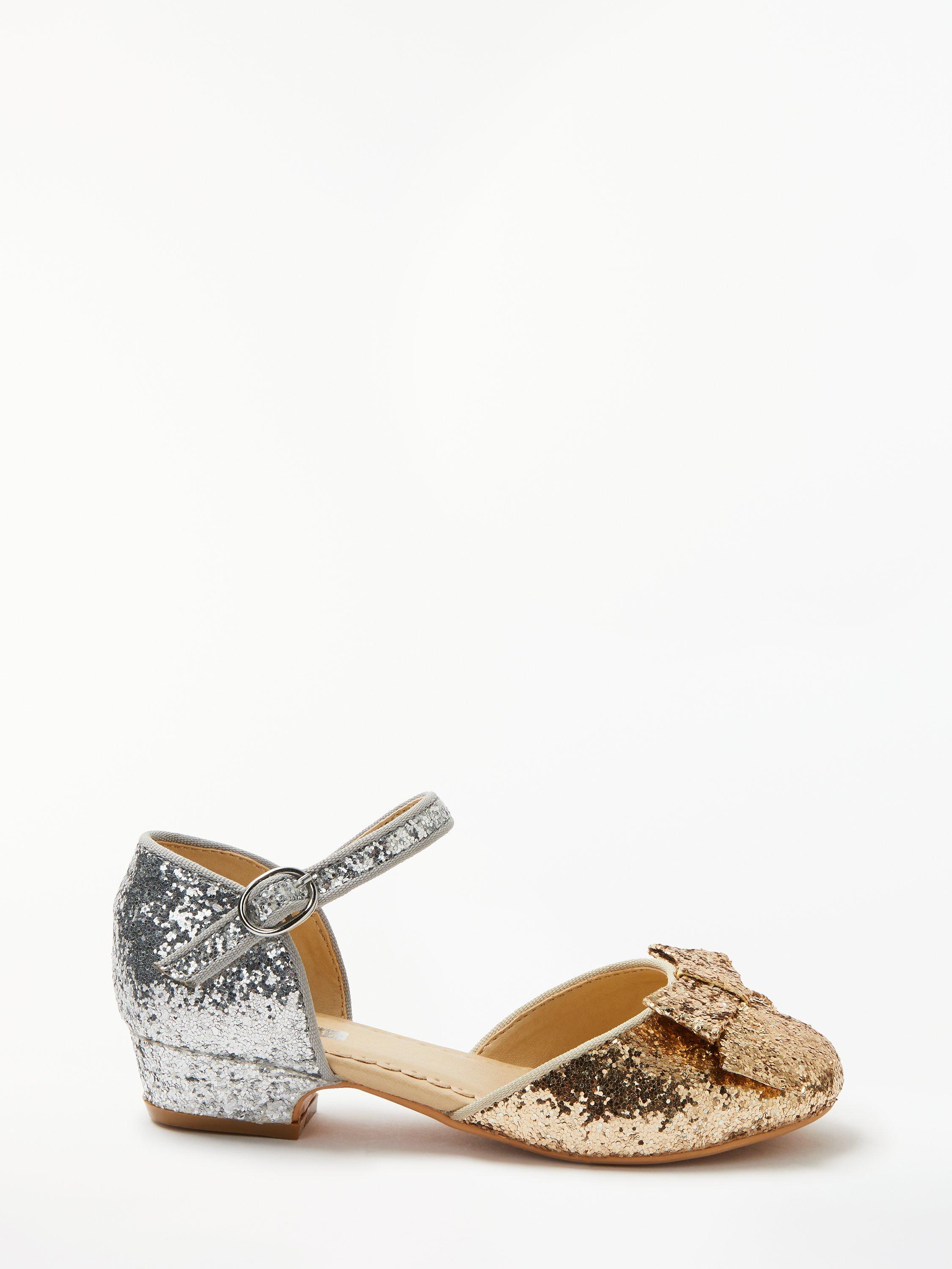 John Lewis Kids' Dorothy Glitter Shoes, Silver/Gold, 11 Jnr