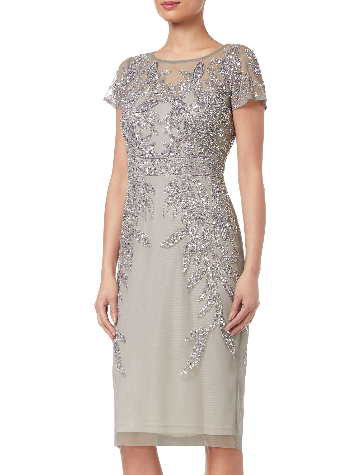 Adriana Papell Short Sleeve Beaded Cocktail outlets Dress