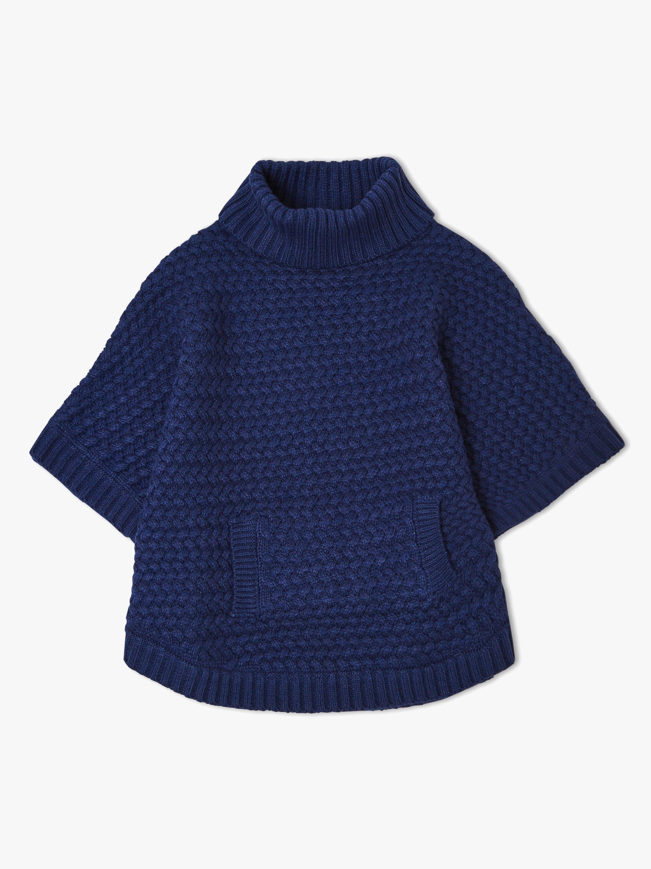 John Lewis & Partners Girls' Knitted Poncho, Navy