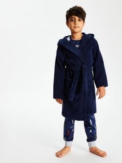 John Lewis Kids' Towelling Dressing Gown, Navy