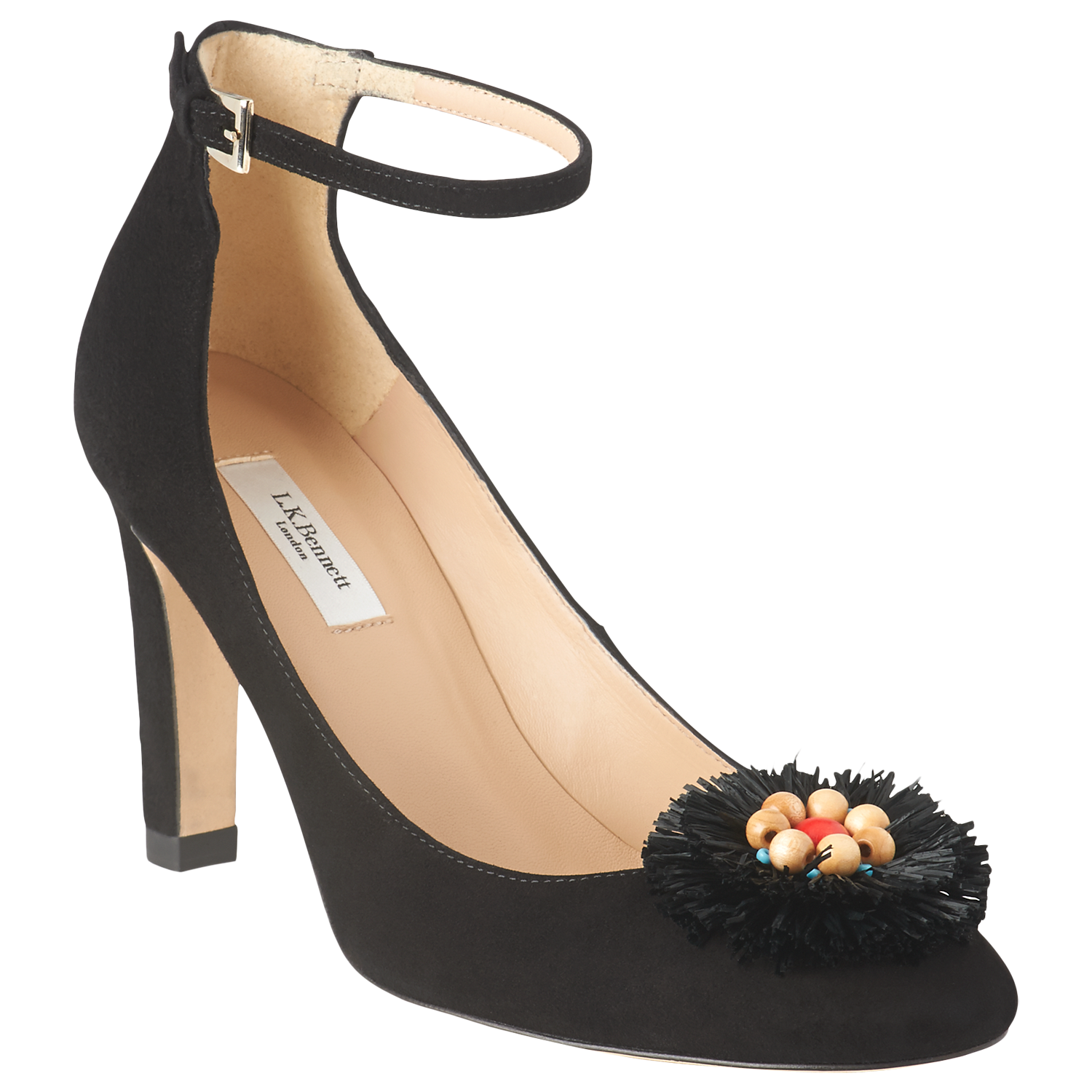 L.K.Bennett Gwen Flower Court Shoes, Black Suede