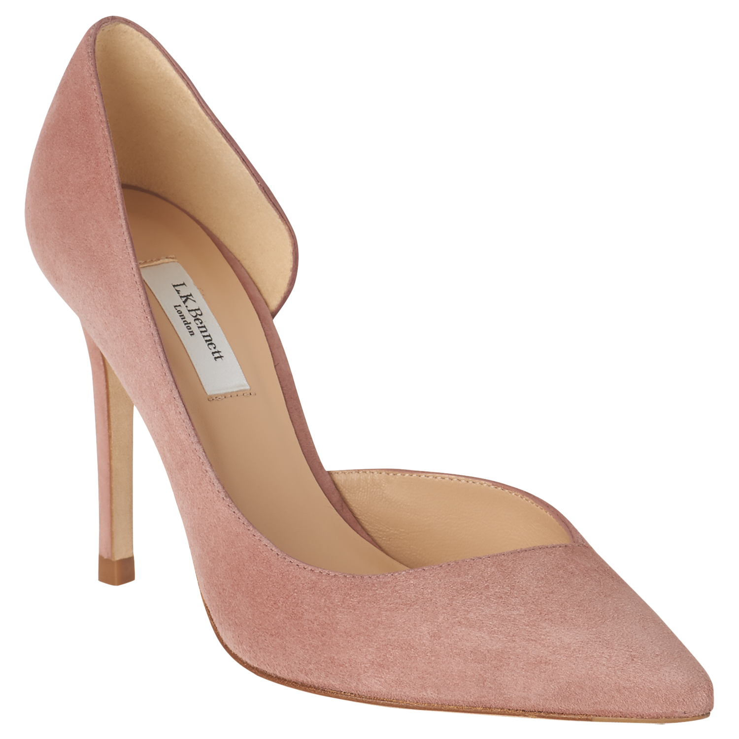 L.K.Bennett Zara Open Stiletto Heel Court Shoes, Pink Suede
