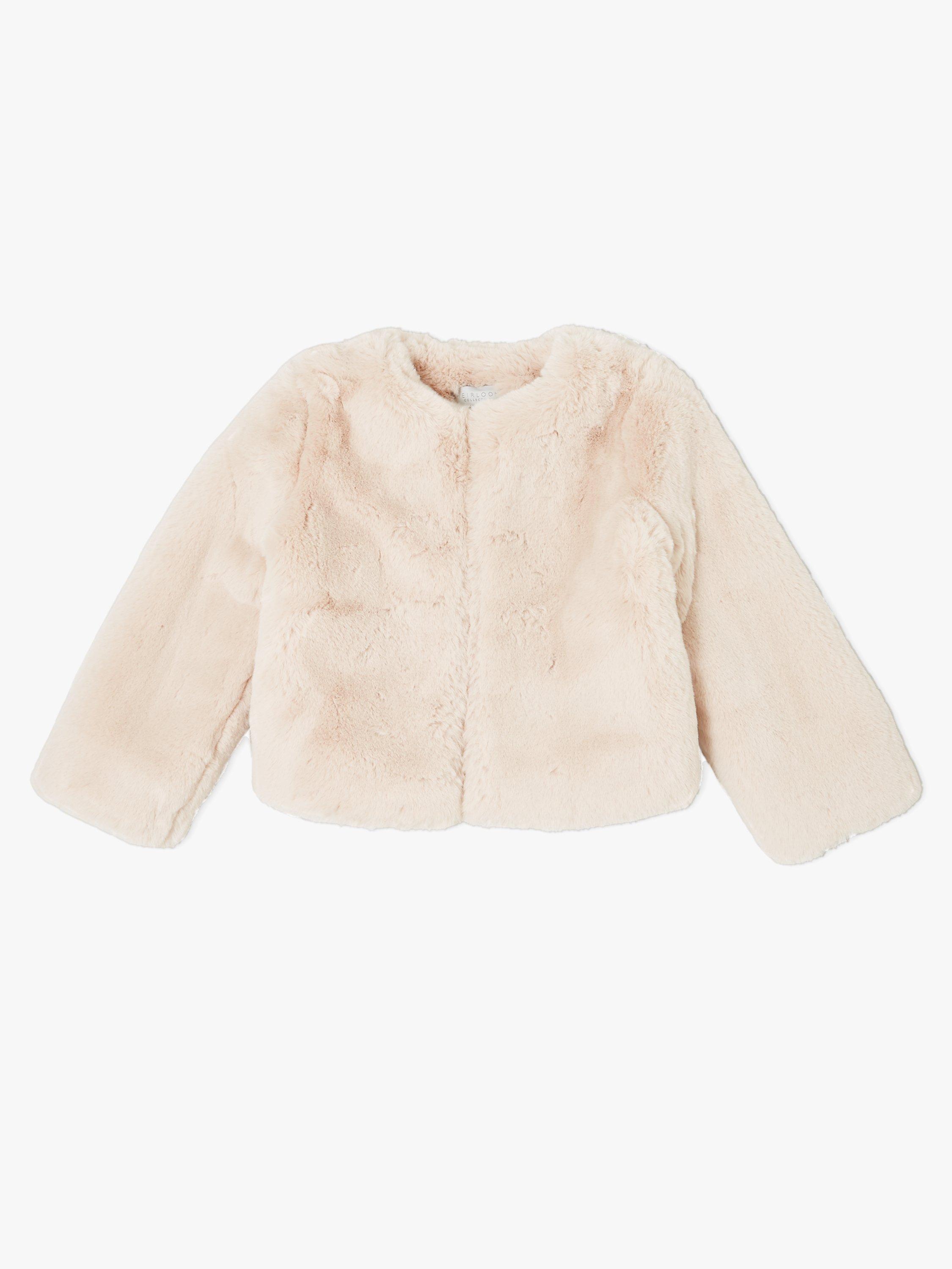 John Lewis & Partners Heirloom Collection Girls' Faux Fur Coat, Cream