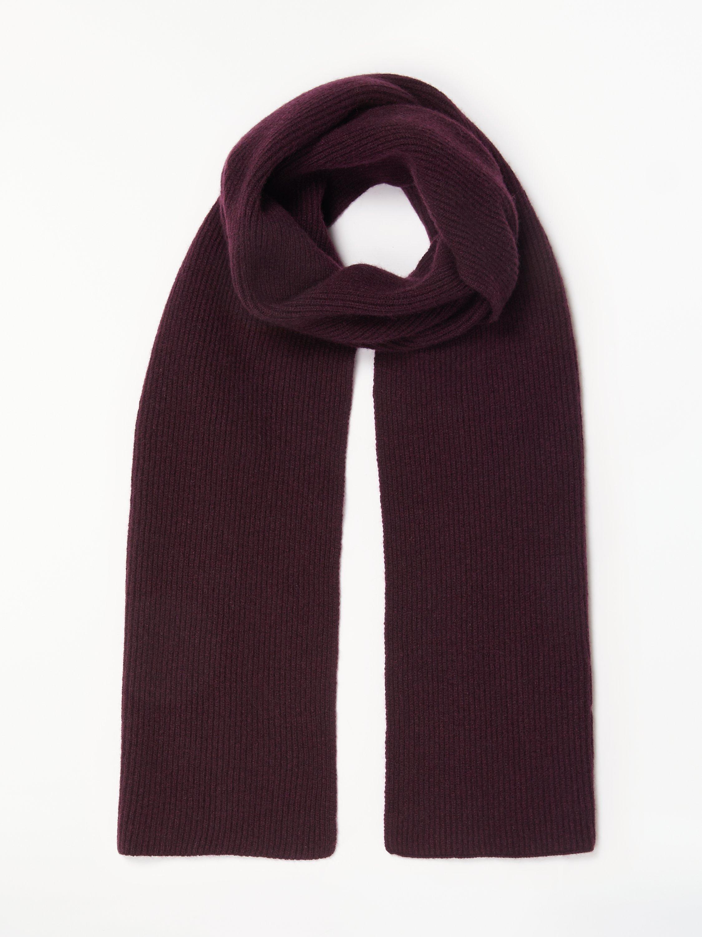 John Lewis Partners Ribbed Cashmere Scarf Burgundy One size