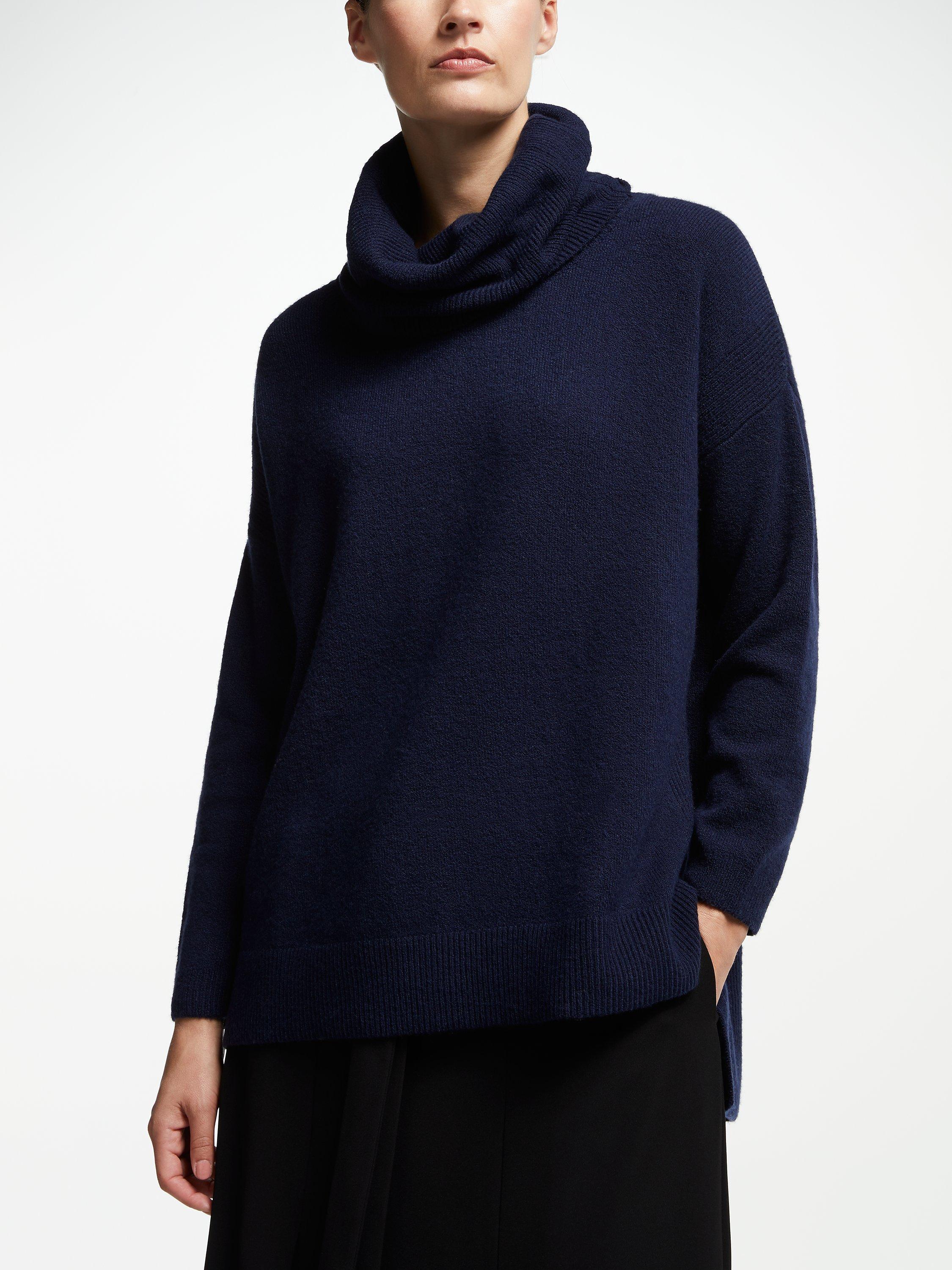 John Lewis & Partners Cowl Neck Sweater, Navy