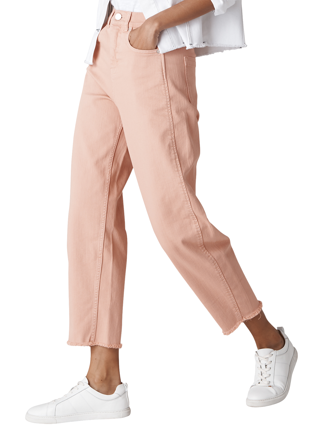 Whistles High Waist Barrel Leg Jeans, Pale Pink