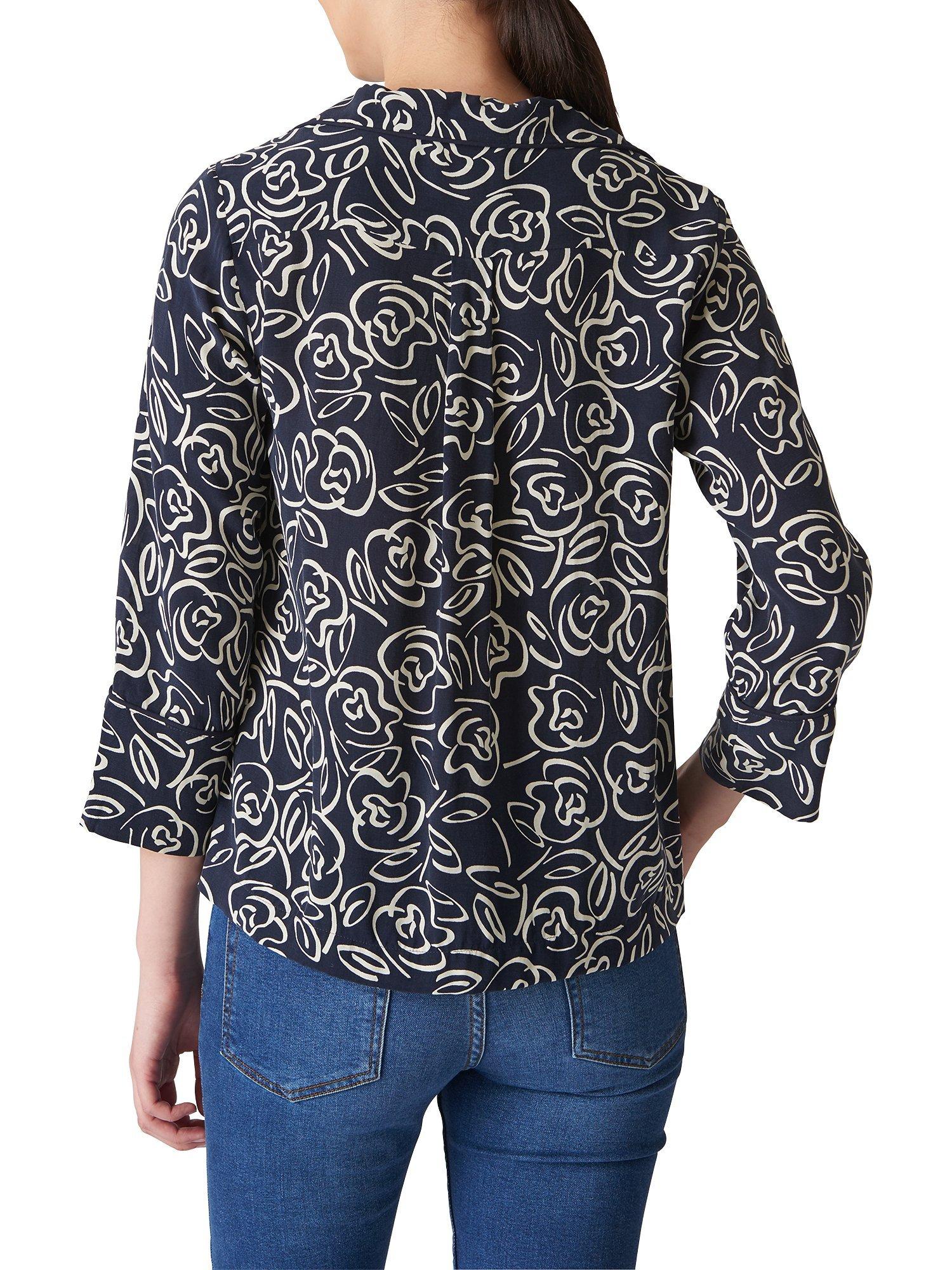 Product image 2 of 3, which shows Whistles Rose Print Shirt, Black/Multi, XS