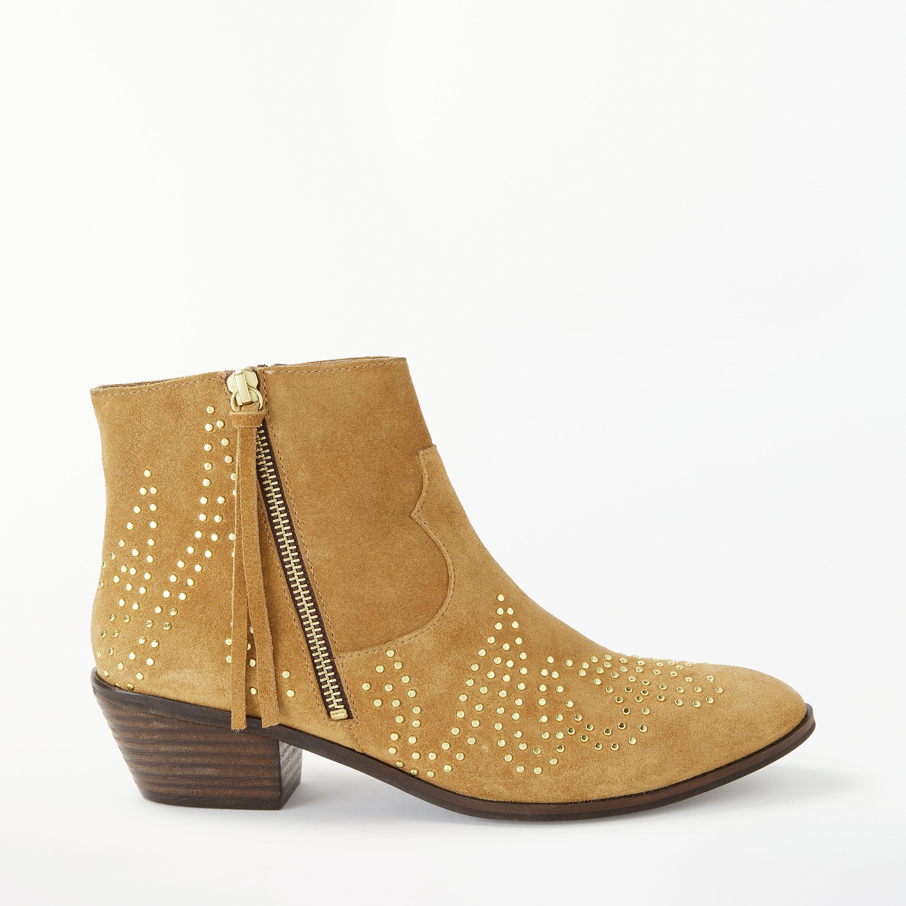 AND/OR Paloma Studded Suede Ankle Boots, Tan Suede