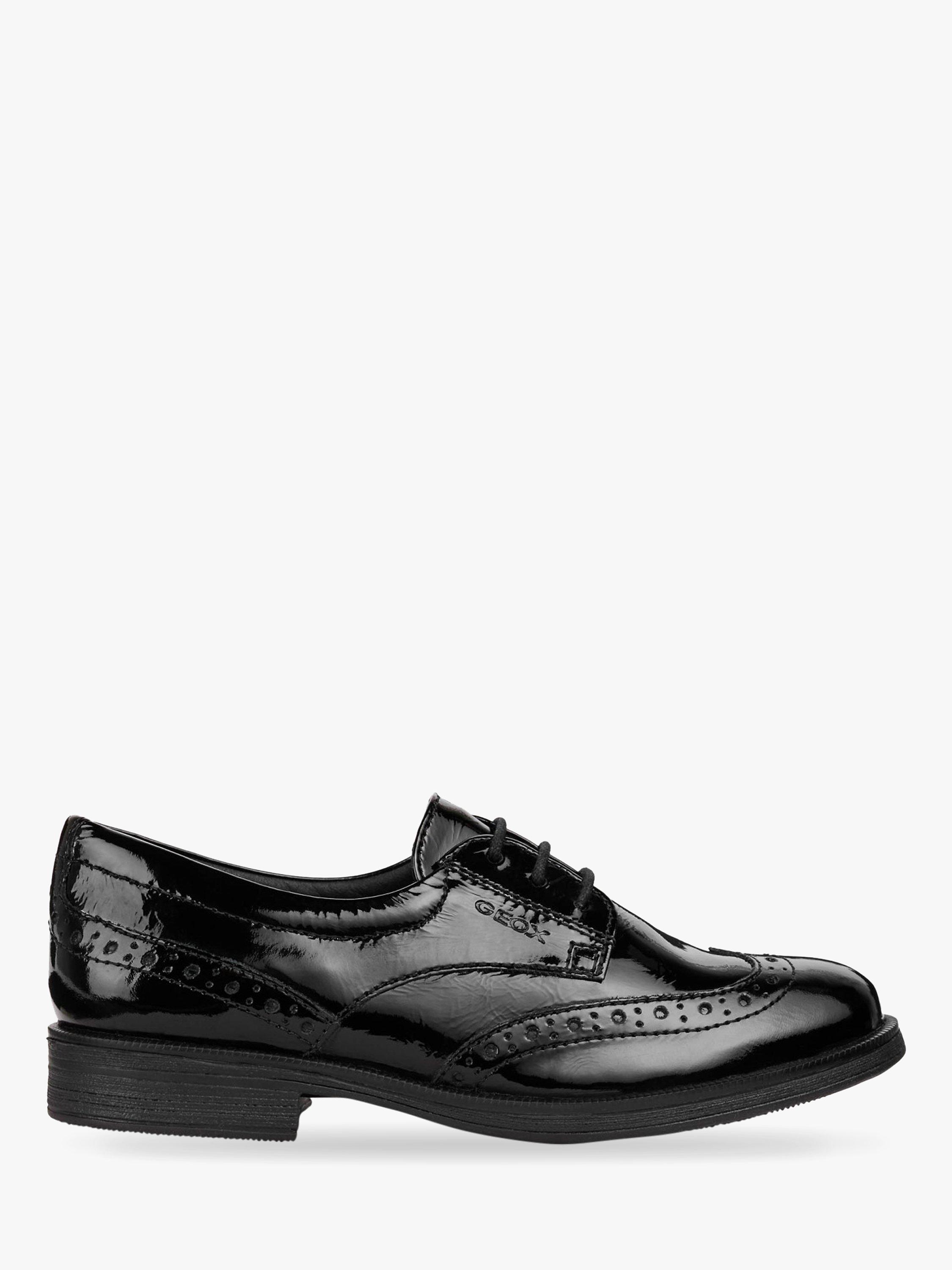 Geox Kids' Agata Lace-Up Brogue Shoes, Black Patent