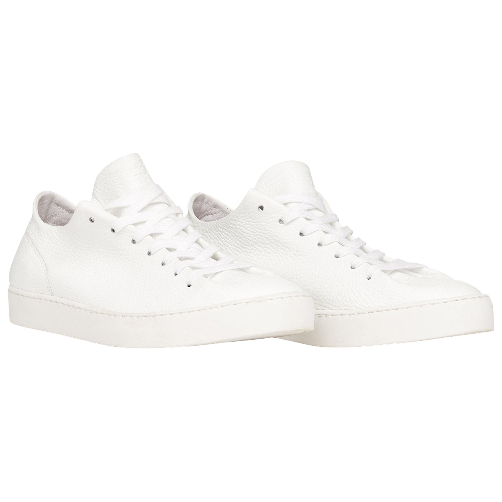 Whistles Folly Leather Unlined Soft Trainers, White, 3