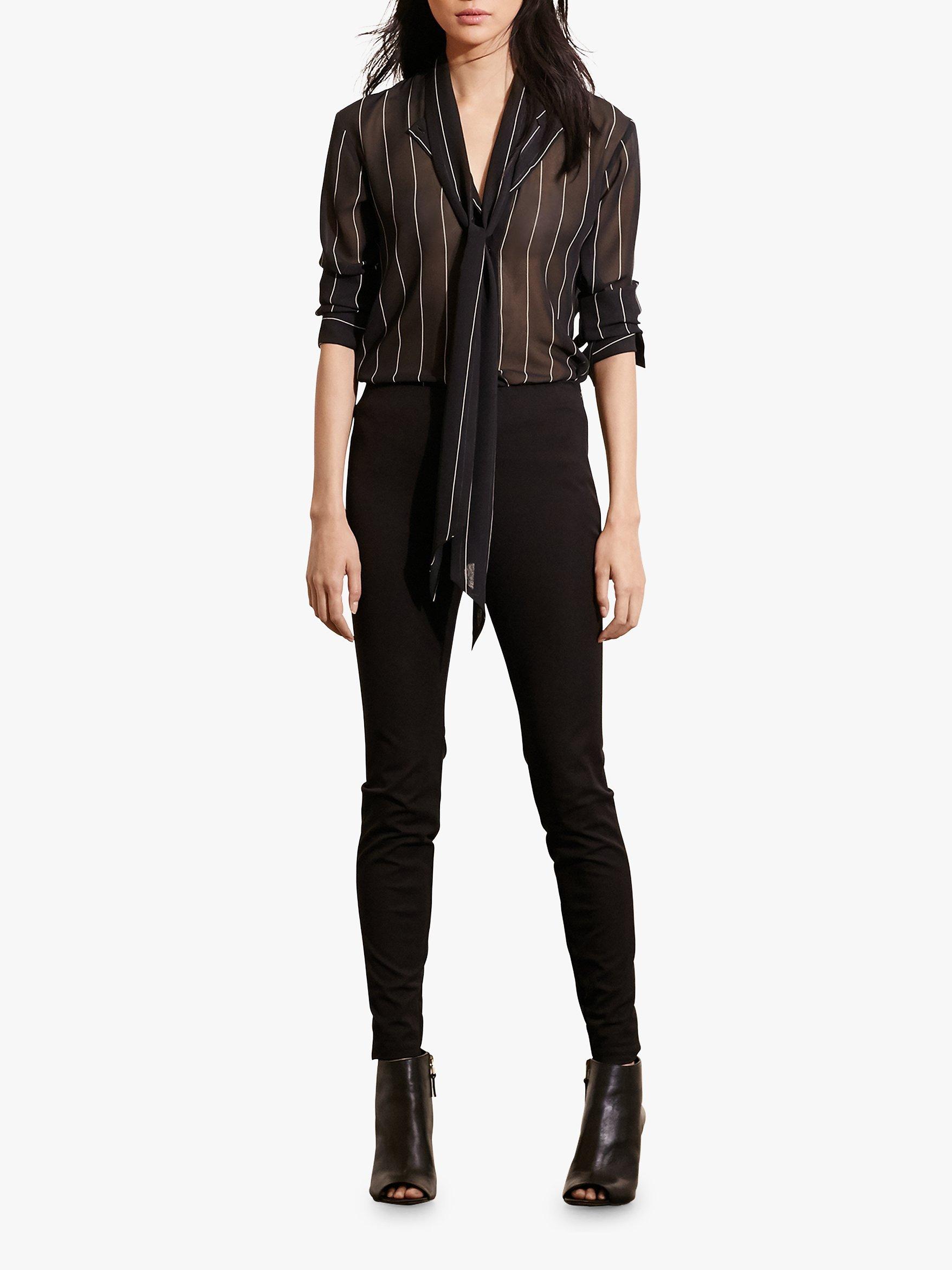 Product image 1 of 6, which shows Lauren Ralph Lauren Twill Skinny Trousers, Black, 6