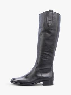 Gabor Brook Slim Fit Leather Low Block Heeled Knee High Boots - view 2, Black