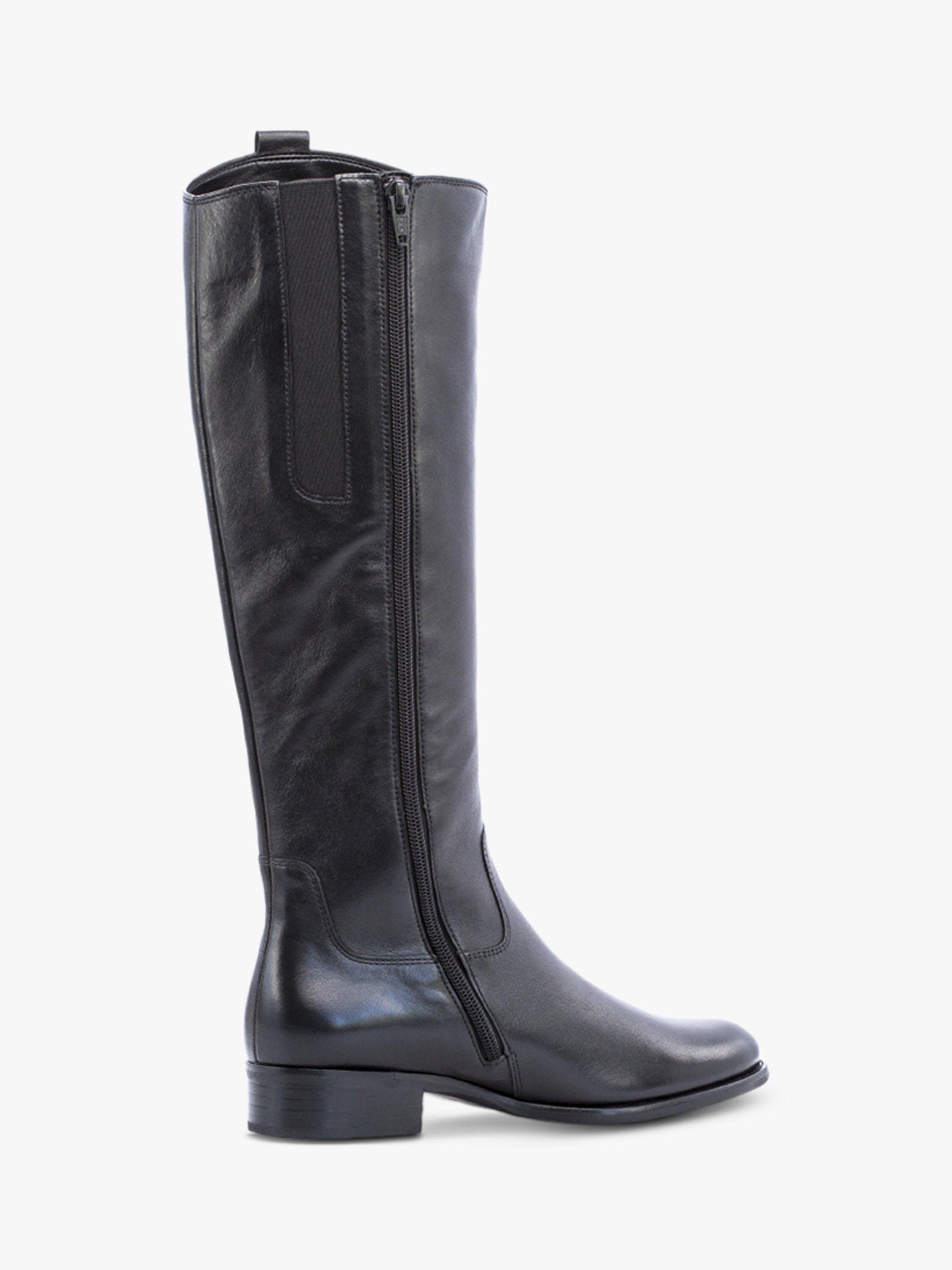 Gabor Brook Slim Fit Leather Low Block Heeled Knee High Boots