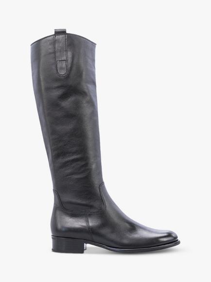 Gabor Brook Slim Fit Leather Low Block Heeled Knee High Boots, Black