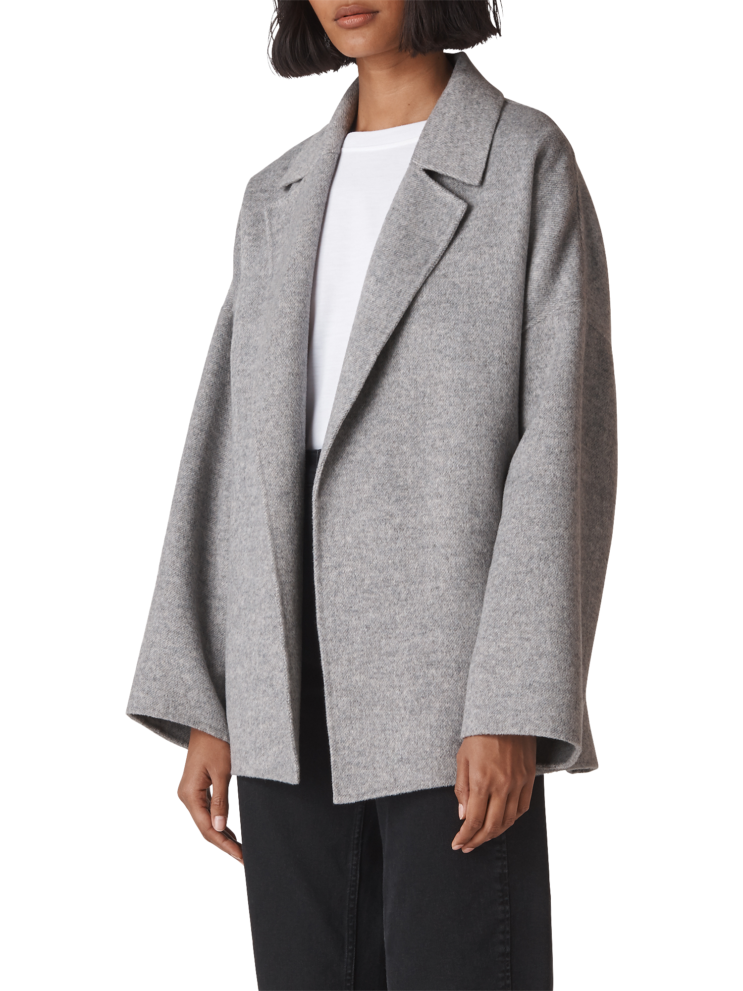 Whistles Belted Short Wrap Coat, Grey
